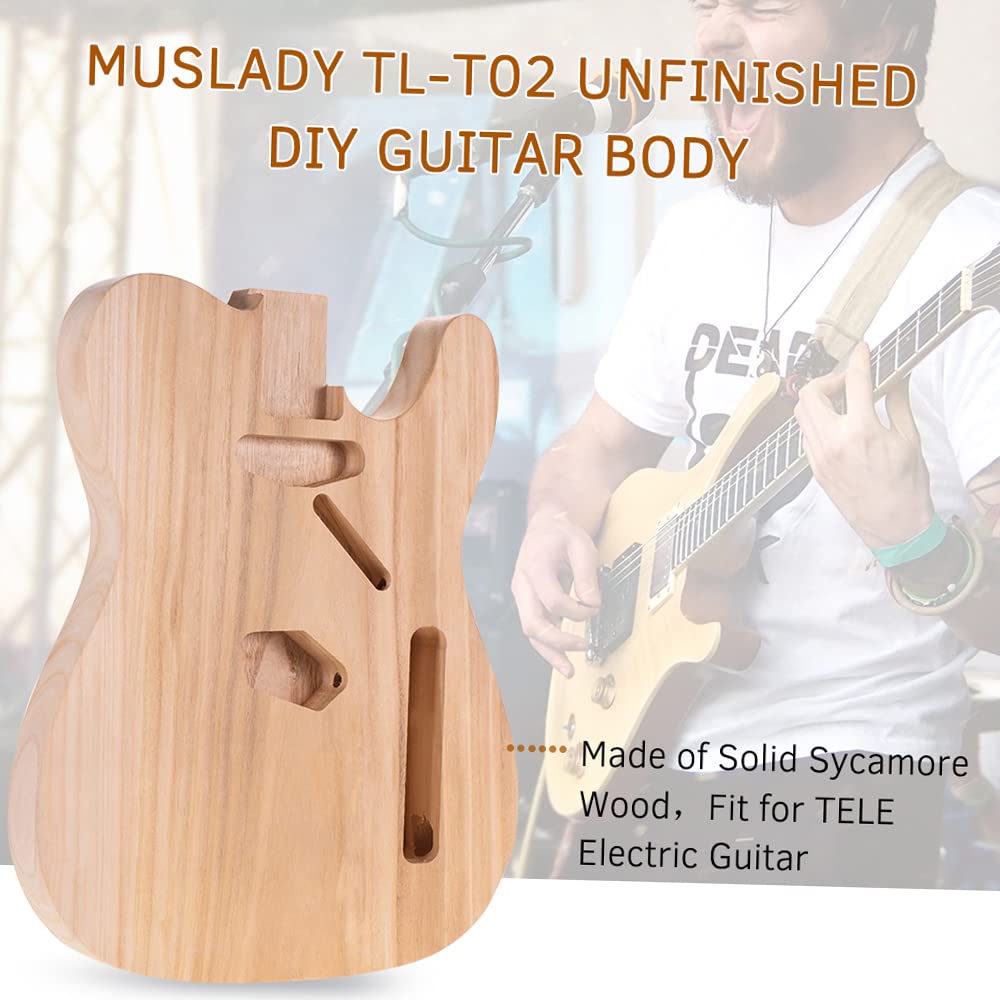 HXBER T02 Unfinished Electric Guitar Body - Sycamore Wood Blank DIY Guitar Barrel for Custom Electric Guitar Builds, Beige - Perfect for Luthiers, Guitar Enthusiasts & DIY Projects
