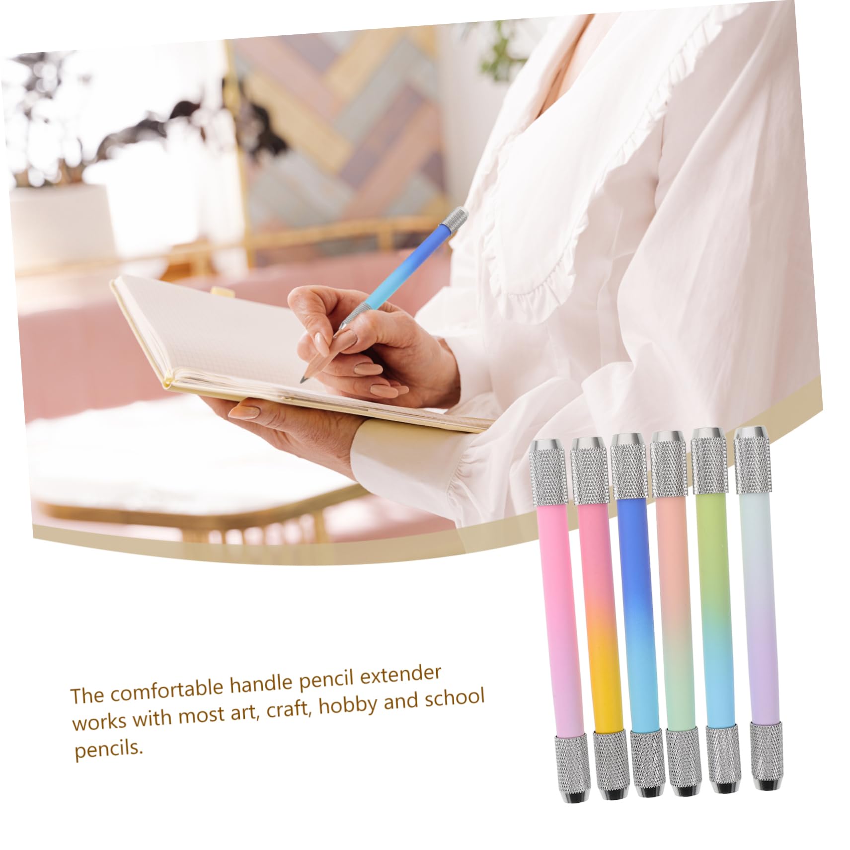 IWOWHERO 6-Piece Metal Pencil Set for Artists - Professional Sketching & Drawing Pencils with Extenders - Perfect for Home, Office & Studio Art Supplies - Great for Sketching, Shading & Detailed Artwork