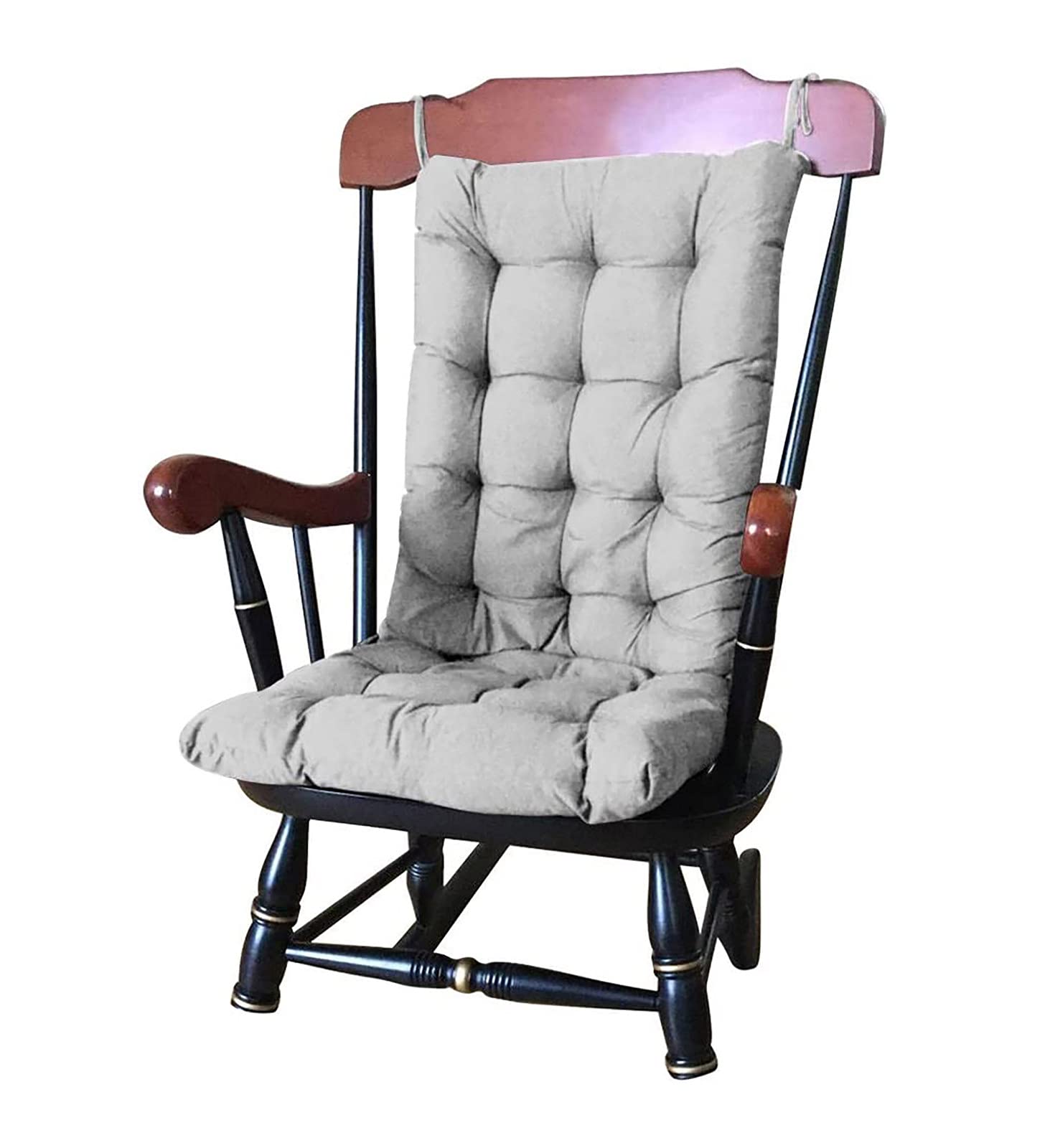 Premium Non-Slip Rocking Chair Cushion Set - Indoor/Outdoor Seat & Back Cushions with Secure Ties - Comfortable Patio, Swing & Bench Cushion for Garden Furniture (Gray) - Perfect for Relaxing on Porch, Deck or Backyard
