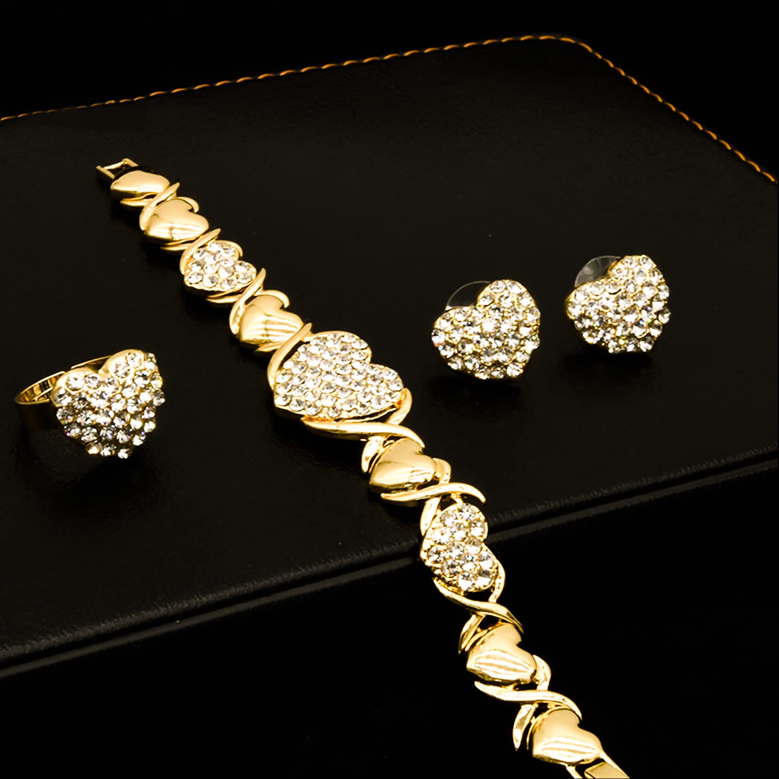 14K Gold African Jewelry Set for Women - Necklace, Bracelet, Earrings & Rings | Elegant Tribal Jewelry Gift Set | Perfect for Weddings, Parties & Special Occasions