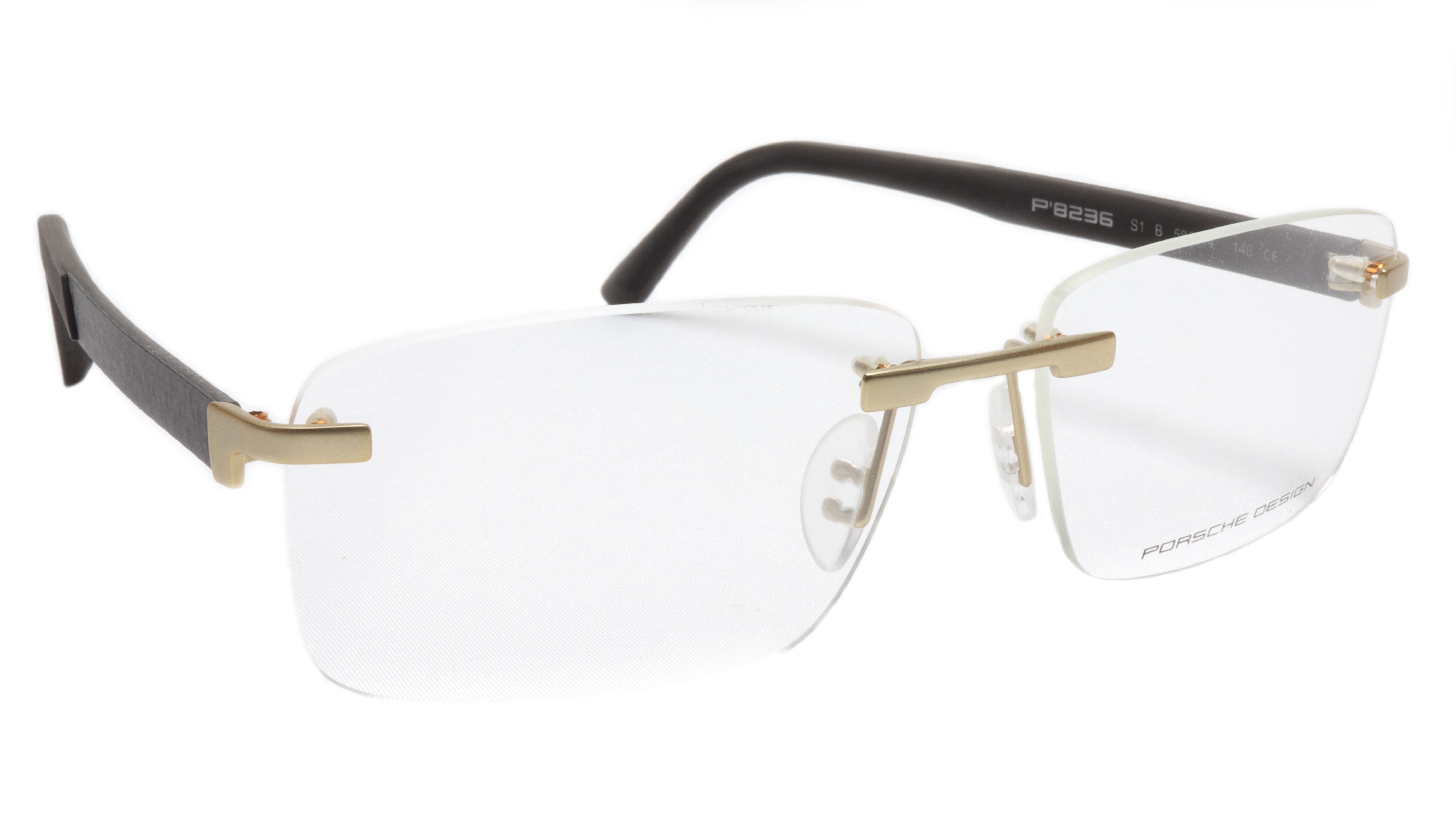 Porsche Design P8236 Matte Gold & Dark Brown Eyeglasses Frame - Made in Italy - Size 58-14-140 - Perfect for Business & Luxury Fashion