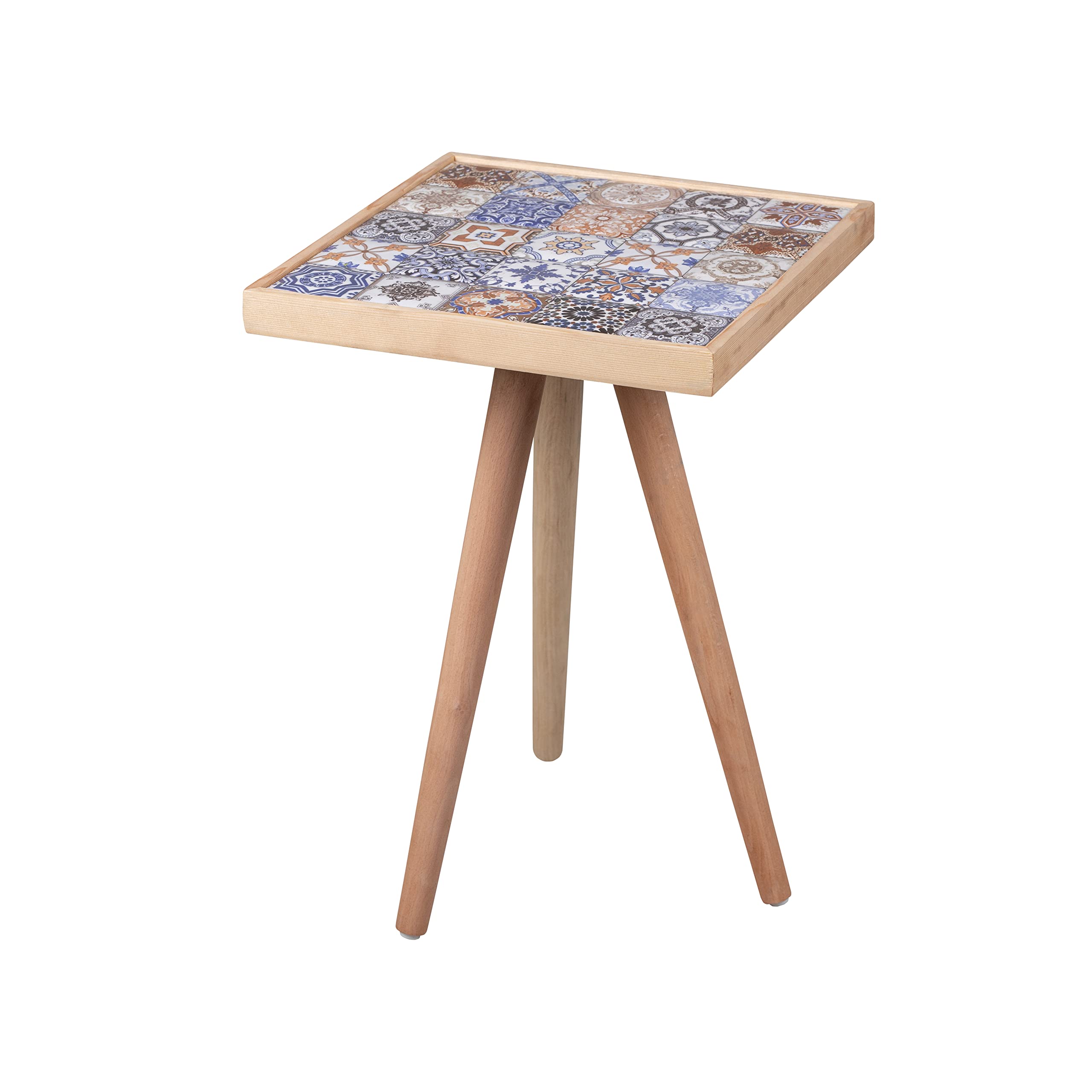 Comfyt Solid Wood Nesting Table Set - Coffee Table, End Table, Nightstand, Bedside Table with Mexican Tile Design for Living Room, Bedroom & Office Decor | Home Essentials & Accent Furniture
