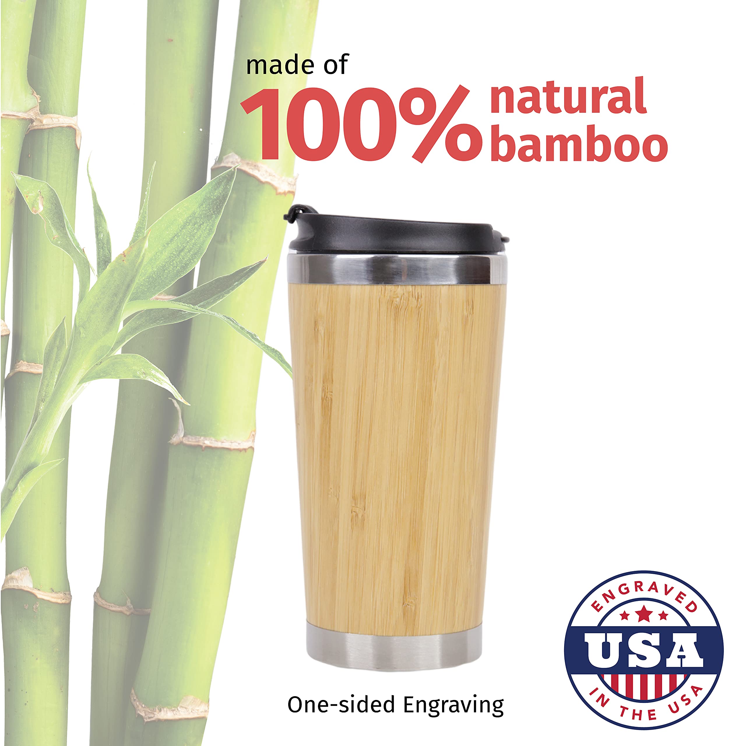 Premium Stainless Steel Bamboo Coffee Tumbler with Lid - Insulated Travel Mug for Artists & Designers | Perfect Gift for Artist Appreciation Awards, Creative Professionals | Great for Studio, Office & Outdoor Use