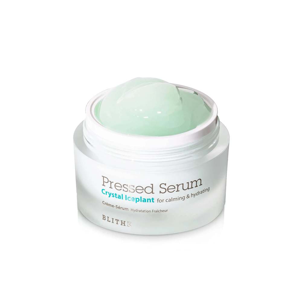BLITHE Pressed Serum with Crystal Ice Plant Extract - 22g Hydrating & Soothing Facial Treatment for Dry & Sensitive Skin | Perfect for Daily Skincare Routine & Nighttime Repair