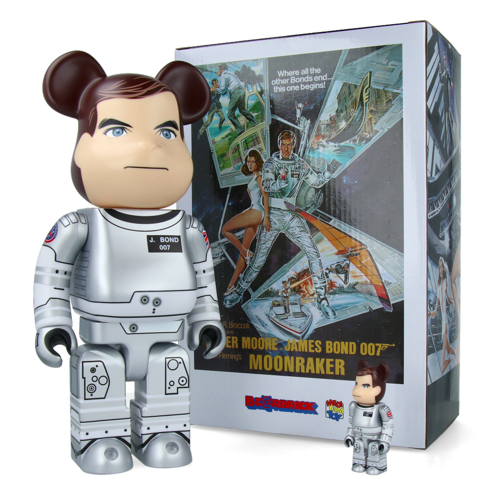 400% + 100% Bearbrick 007 Moonraker James Bond Collectible Figure - Perfect for Movie Fans & Vinyl Toy Collectors
