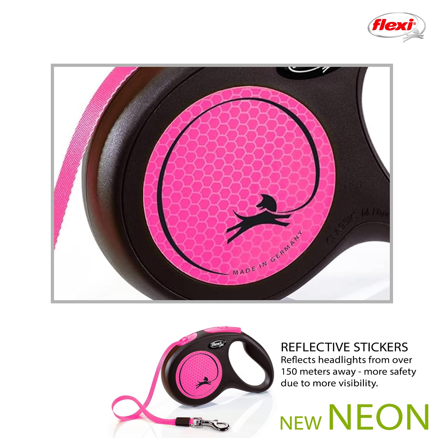 Flexi Neon Pink Glow in the Dark Tape - 5m/16.4ft Adhesive Reflective Stripe for DIY Crafts, Party Decor, Bike Safety, Night Visibility & Home Organization