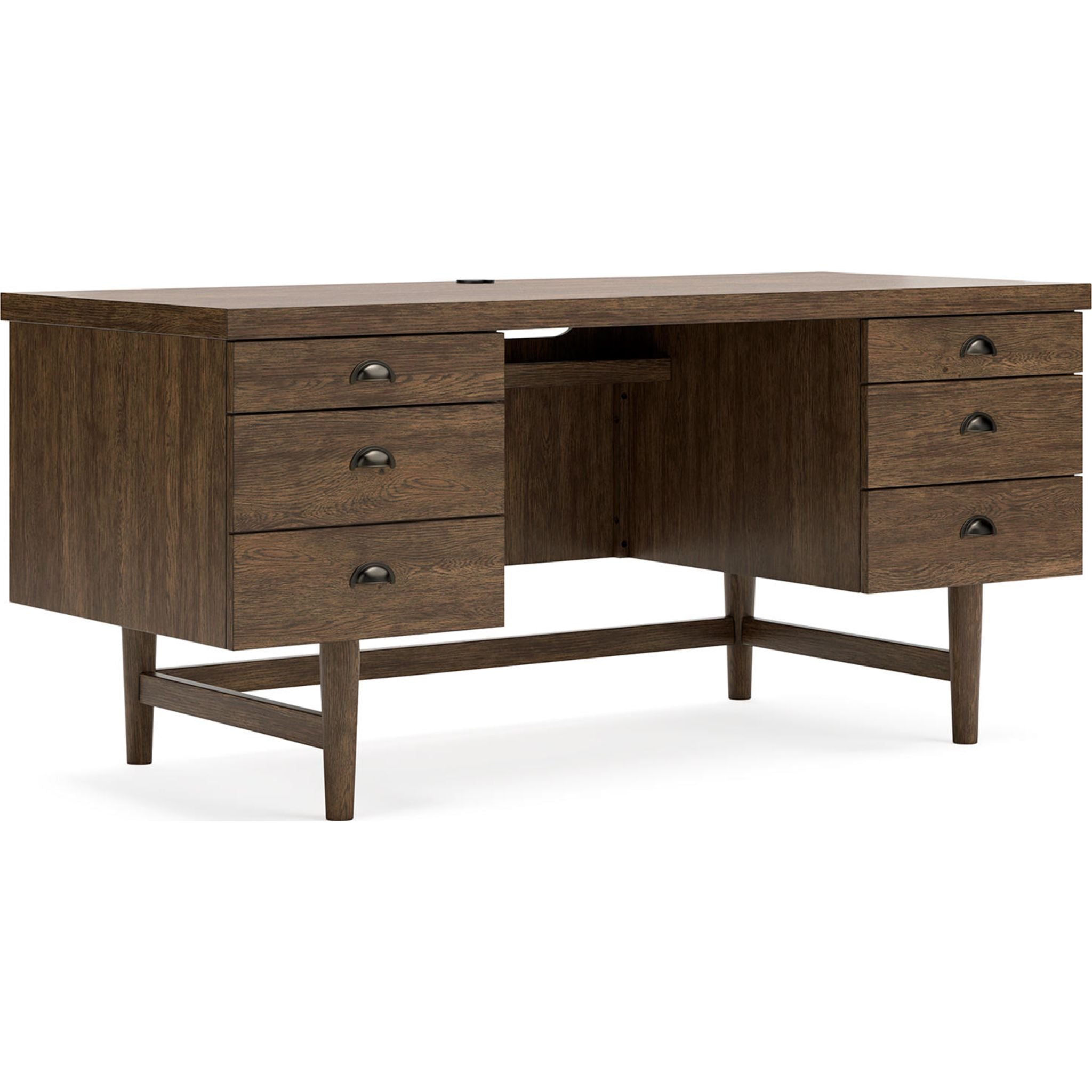 Austanny Solid Wood Desk - Warm Brown Finish, Modern Home Office Desk for Study & Work - Perfect for Small Spaces & Remote Work