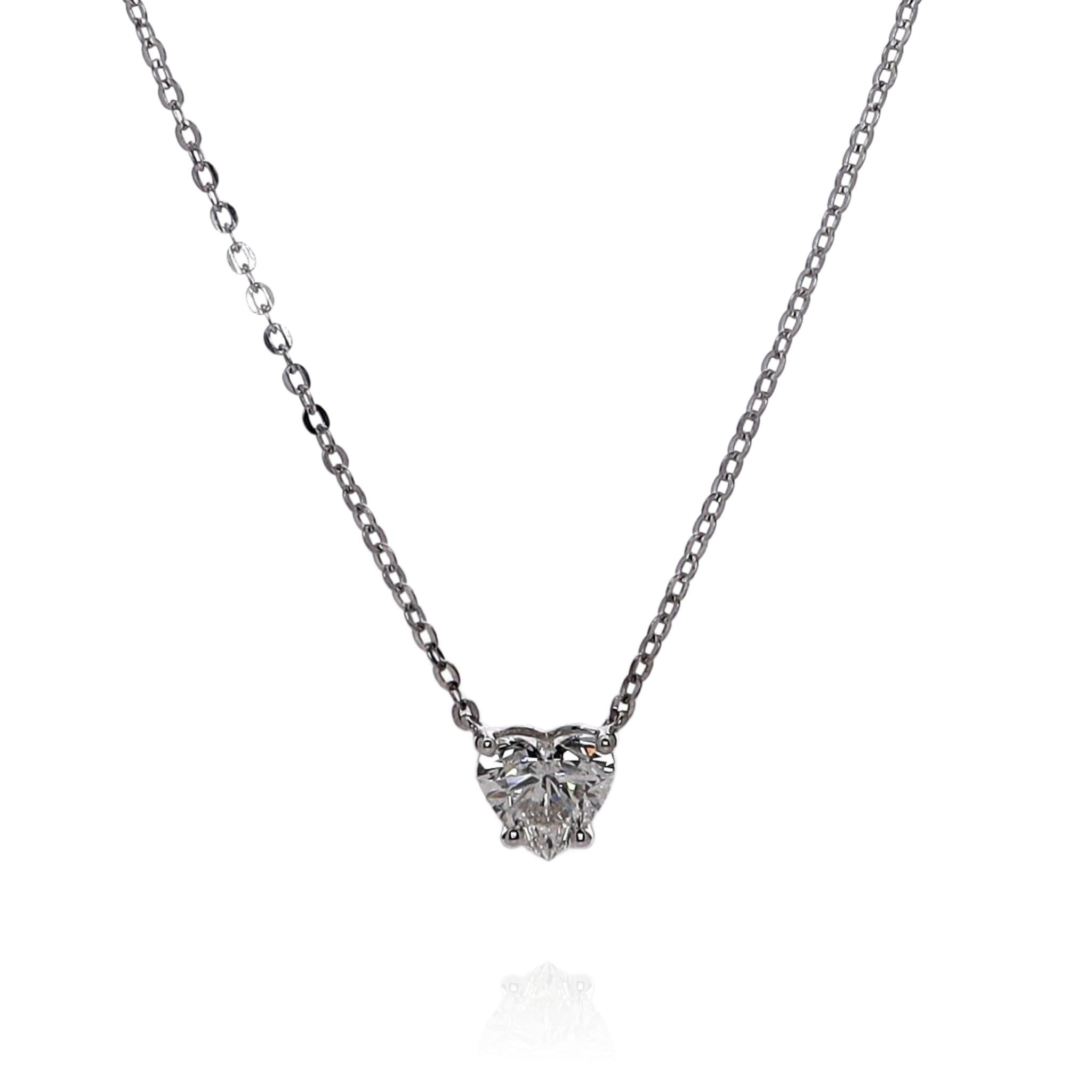18K White Gold 1.62 Carat Heart Shaped Diamond Solitaire Pendant Necklace for Women - Elegant Valentine's Day Gift, Anniversary Jewelry & Romantic Occasions