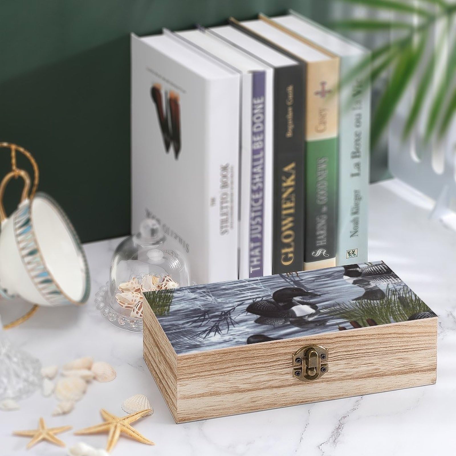 Extra Large Rectangle Wooden Storage Box - Loons Duck Craft Stash Box & Treasure Chest for Jewelry, Collectibles, and Keepsakes - Perfect for Home Decor, Gift Giving, and Organizing Small Items