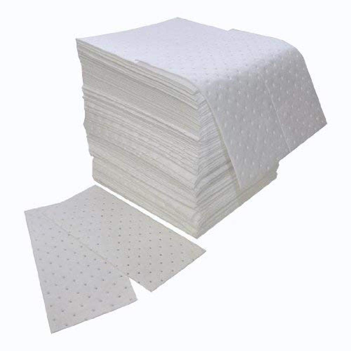 Z-75 Oil-Only Sorbent Pads - 100 Pack White Absorbent Pads for Oil Spills - Ideal for Garage, Workshop & Industrial Cleanup