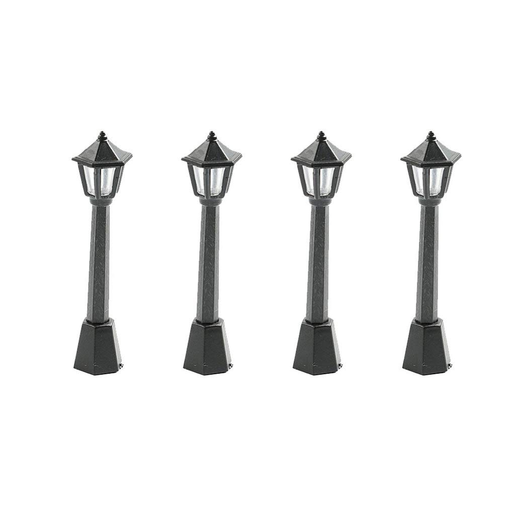Exceart 4-Piece Miniature Resin Street Lights - Outdoor Fairy Garden Decor, Christmas Decoration, Kids Toys & Model Streetlamps for Mini Gardens, Patios & Holiday Displays