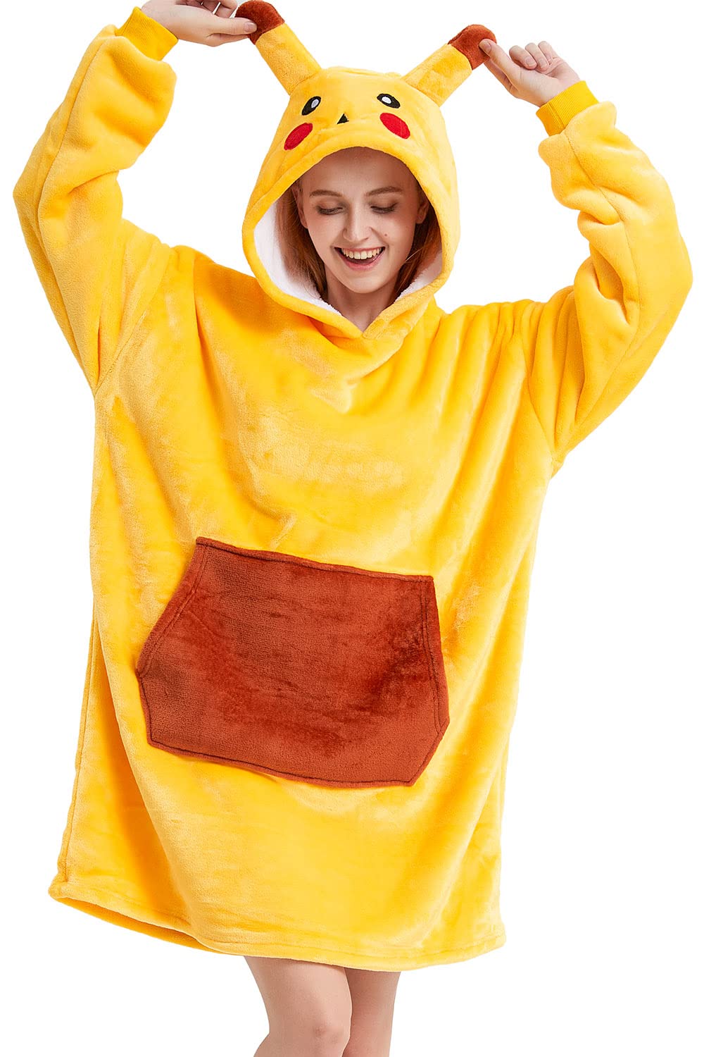 Panda Wearable Blanket Hoodie - Oversized Sherpa Fleece Hooded Sweatshirt with Sleeves | Cozy Winter Wear for Women & Men | Perfect for Lounging, Netflix Nights & Outdoor Camping