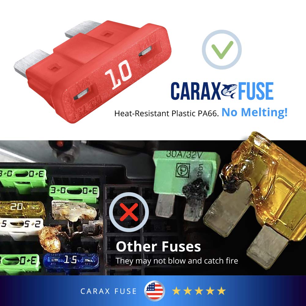 CARAX Glow Fuse - 30A 100pcs Premium ATC/ATO/ATS Blade Fuse Kit with LED Indicator (Glows When Blown) - Smart Automotive Fuse for Easy Circuit Identification - Perfect for Cars, Trucks, Boats and RV Electrical Systems