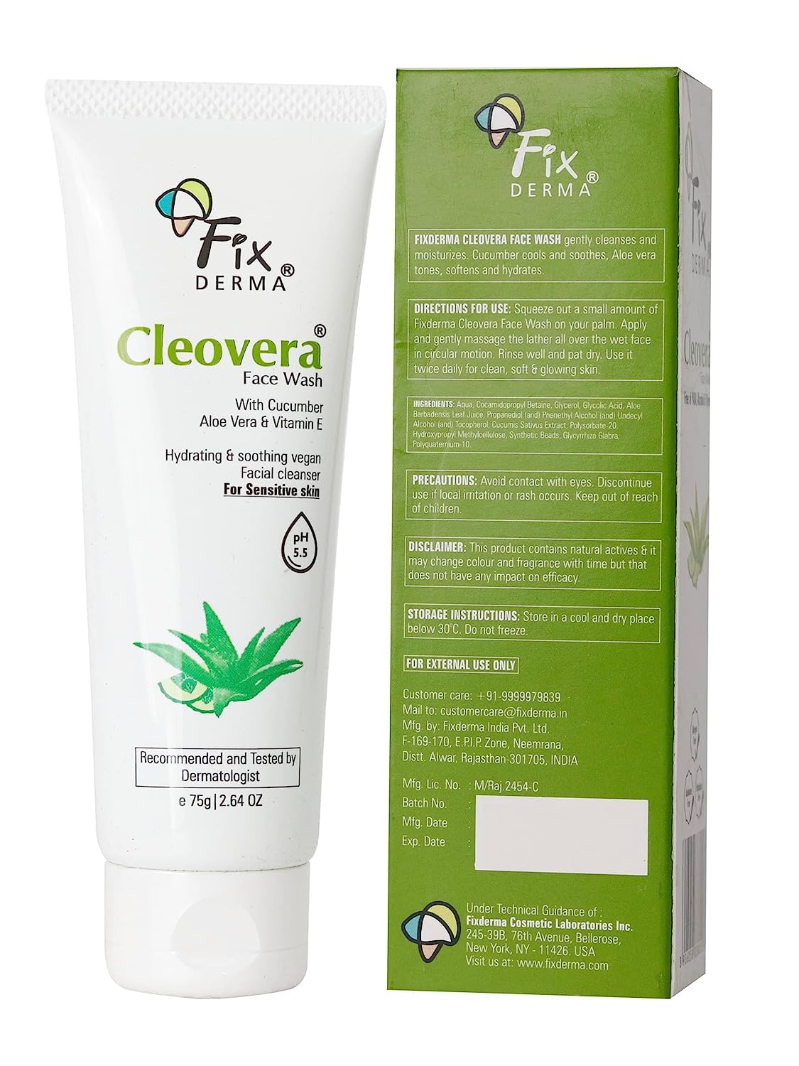 Cleovira Aloe Vera Face Wash with Vitamin E & Hydrating Gel - Gentle Cleanser for Dry, Sensitive & All Skin Types - Men & Women - 75g | Daily Skincare Routine, Morning & Night Face Wash