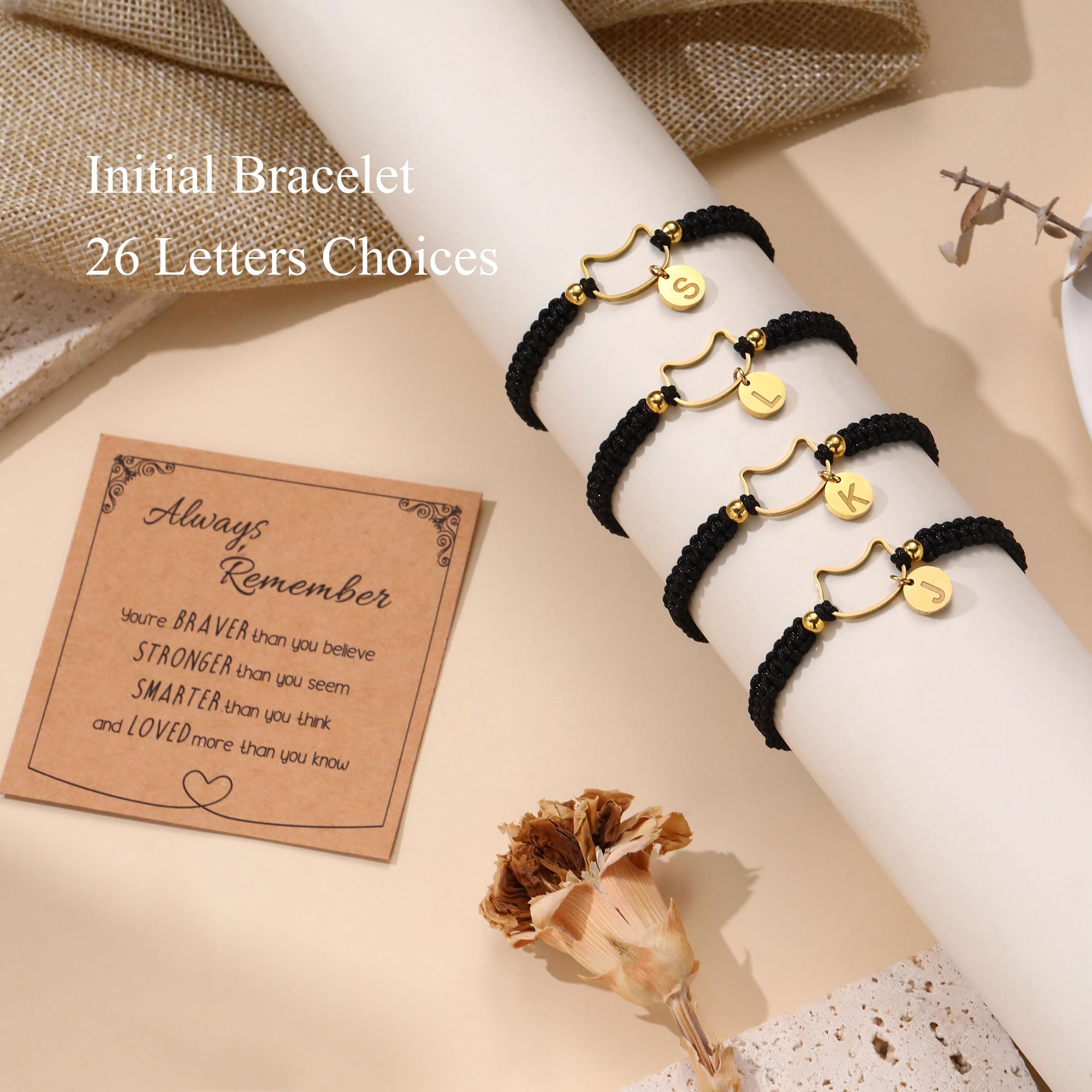 Personalized Letter Charm Bracelet for Women - Trendy Handmade Braided Rope Friendship Bracelet with Initials - Perfect Birthday Gift for Girlfriend, Best Friend & Daughter - Great for Everyday Wear, Special Occasions & Matching Friendship Jewelry