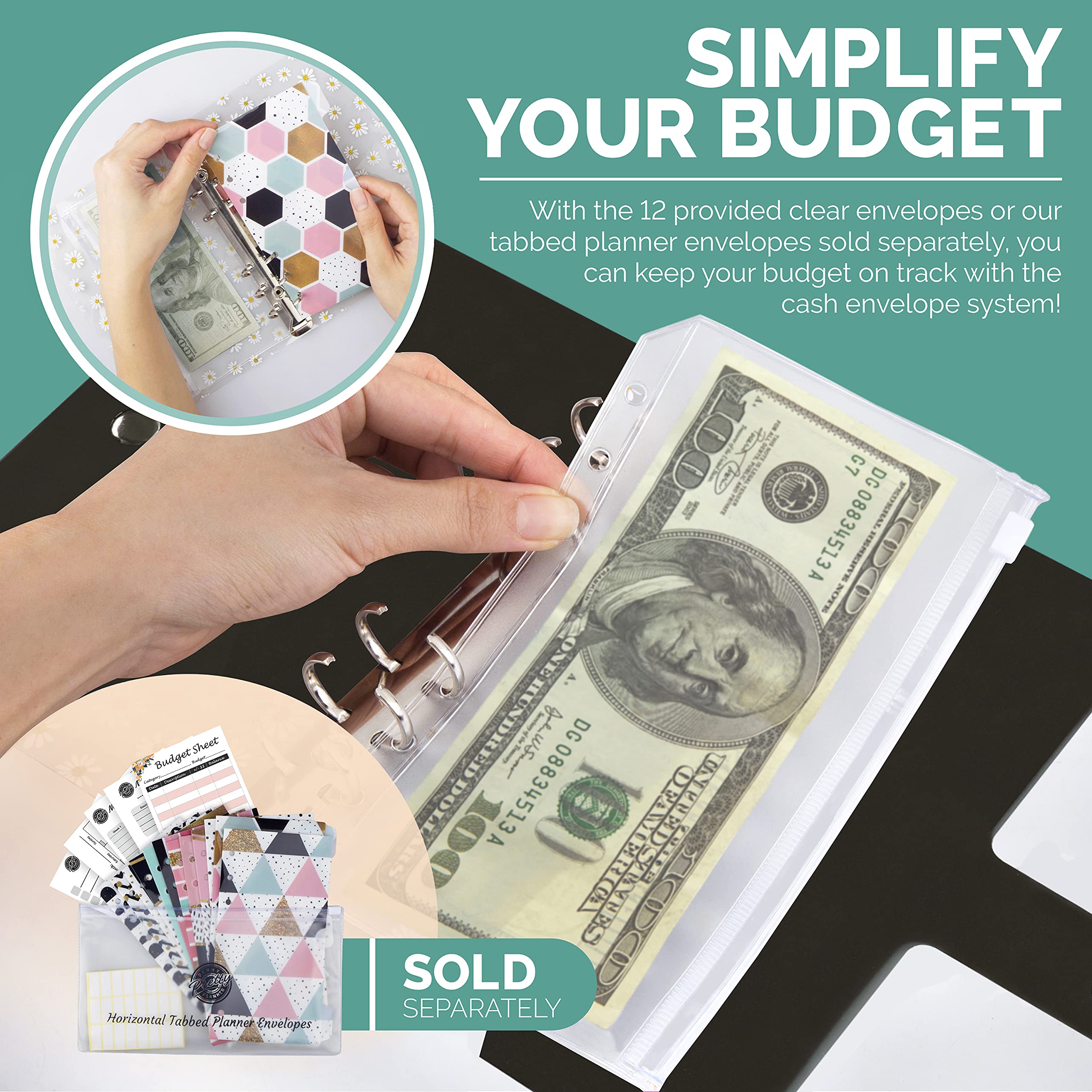 Black Money Organizer for Budgeting - Cash Binder with Envelopes System for Men & Women | Practical Finance Management Solution | Perfect for Personal Budgeting, Bill Tracking & Savings Goals | Home & Office Use