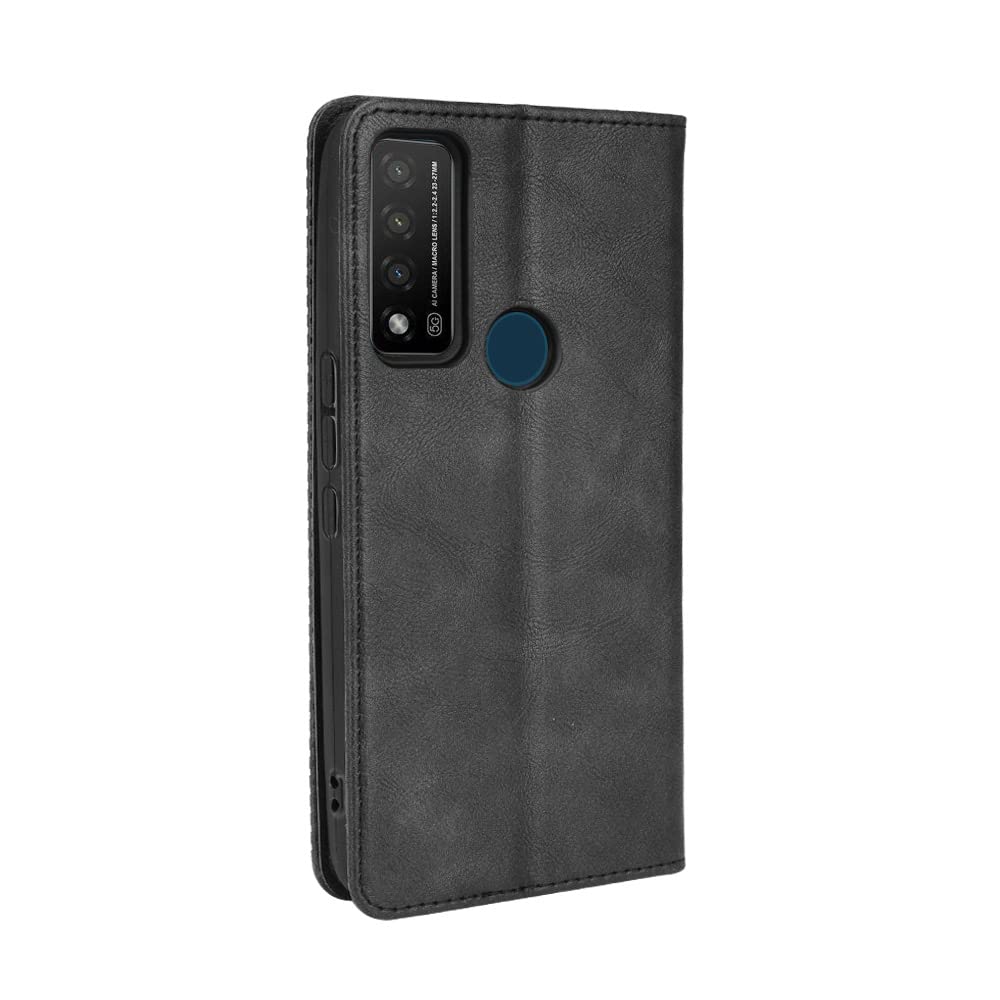 Premium PU Leather Flip Cover Case for Cricket AT&T Radiant Max 5G & Dream 5G - Shockproof Protective Phone Case with Card Slots for Work & Travel (Black)
