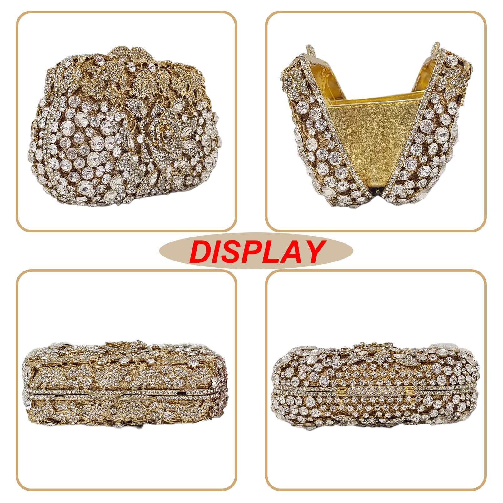 Elegant Rose Crystal Clutch Evening Bag for Women - Rhinestone Floral Wedding Purse for Bridal Party, Prom & Formal Events | Perfect for Weddings, Galas, and Special Occasions