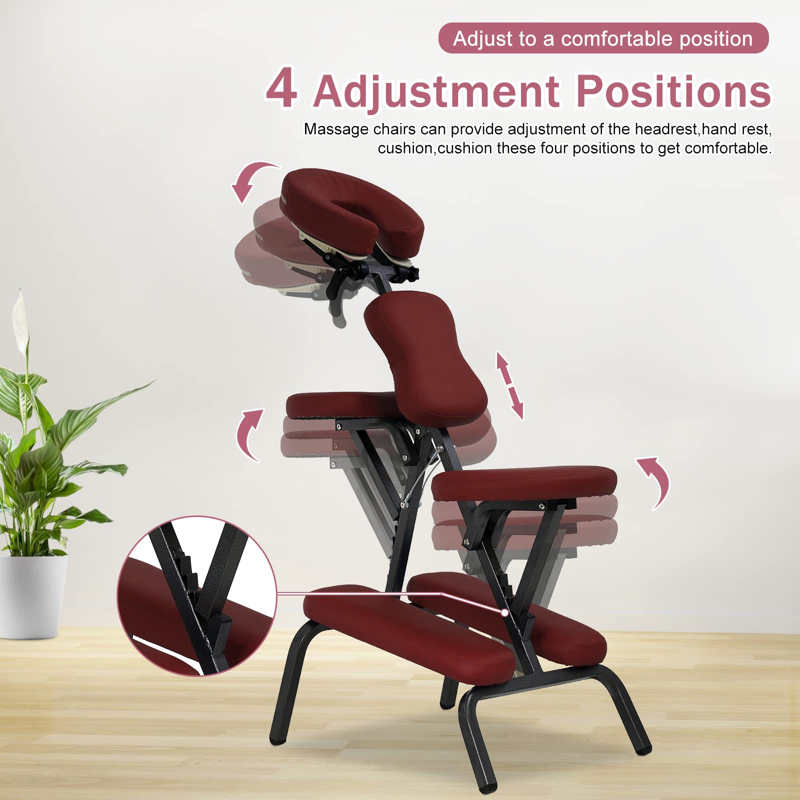 Portable Adjustable Massage Chair - Professional Folding Spa & Tattoo Chair with Face Cradle, 2