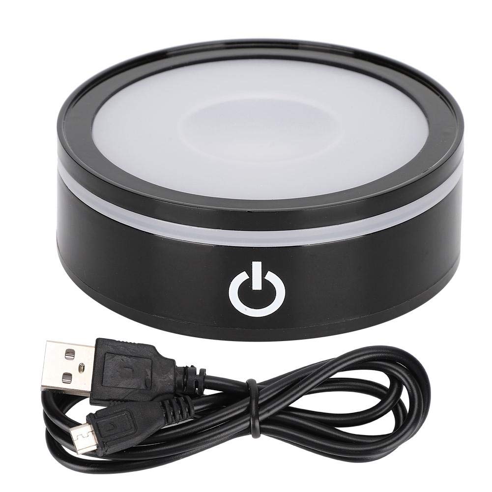 GLOGLOW LED Display Base - Multi Mode Touch Crystal Light Base for Merchandise Display, Black Sphere & Flat LED Stand - Perfect for Jewelry, Collectibles & Home Decor Showcase