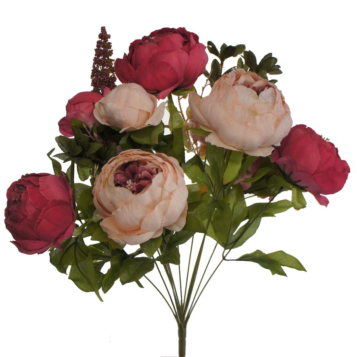 Silk Peony Bouquet - Artificial Floral Arrangement for Home Decor in Rosy Pink | Perfect for Wedding Centerpieces, Living Room Decor & Gift Giving