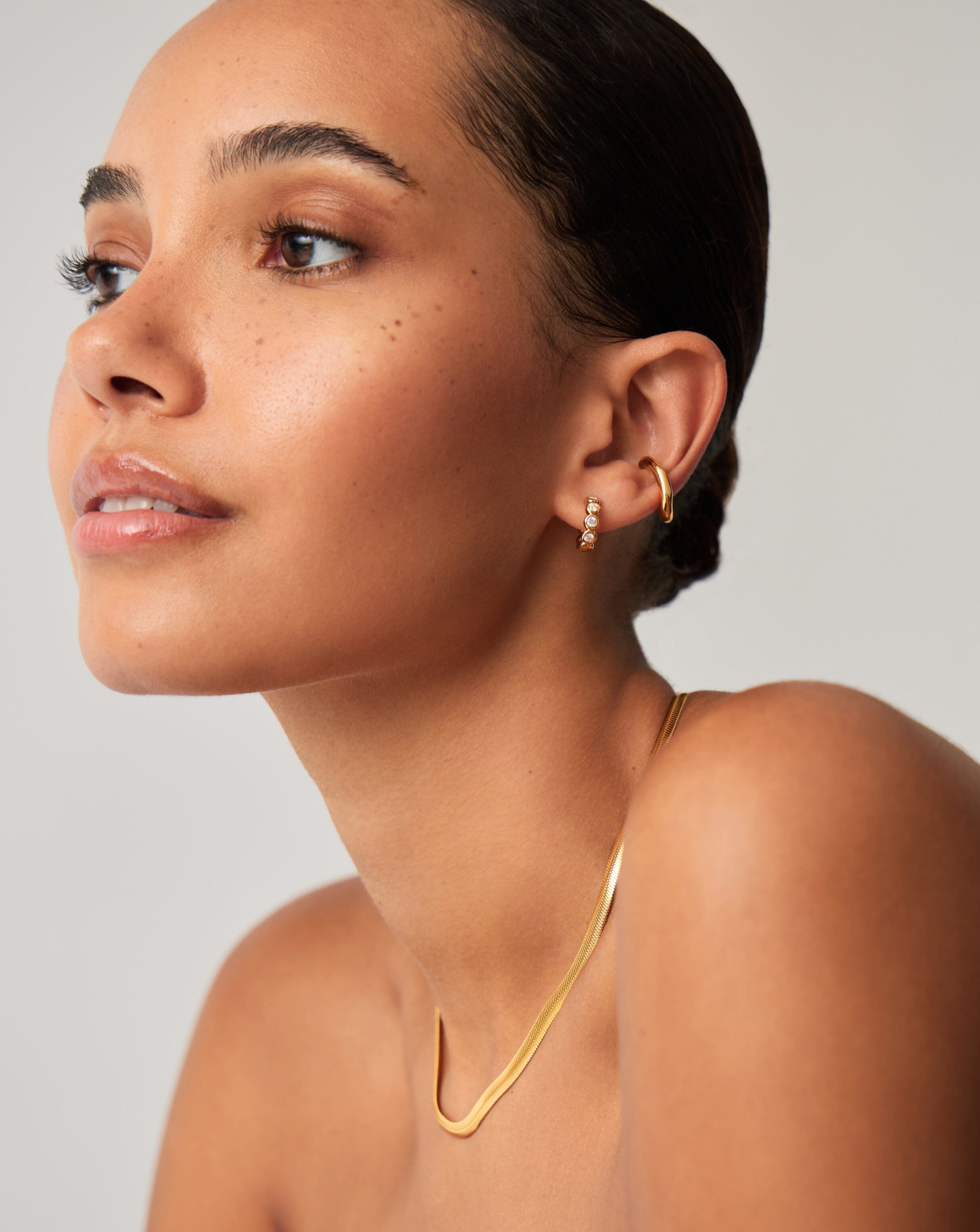 18k Gold Vermeil Cubic Zirconia Tennis Small Hoop Earrings for Women - Elegant Everyday Jewelry for Work, Date Night & Special Occasions