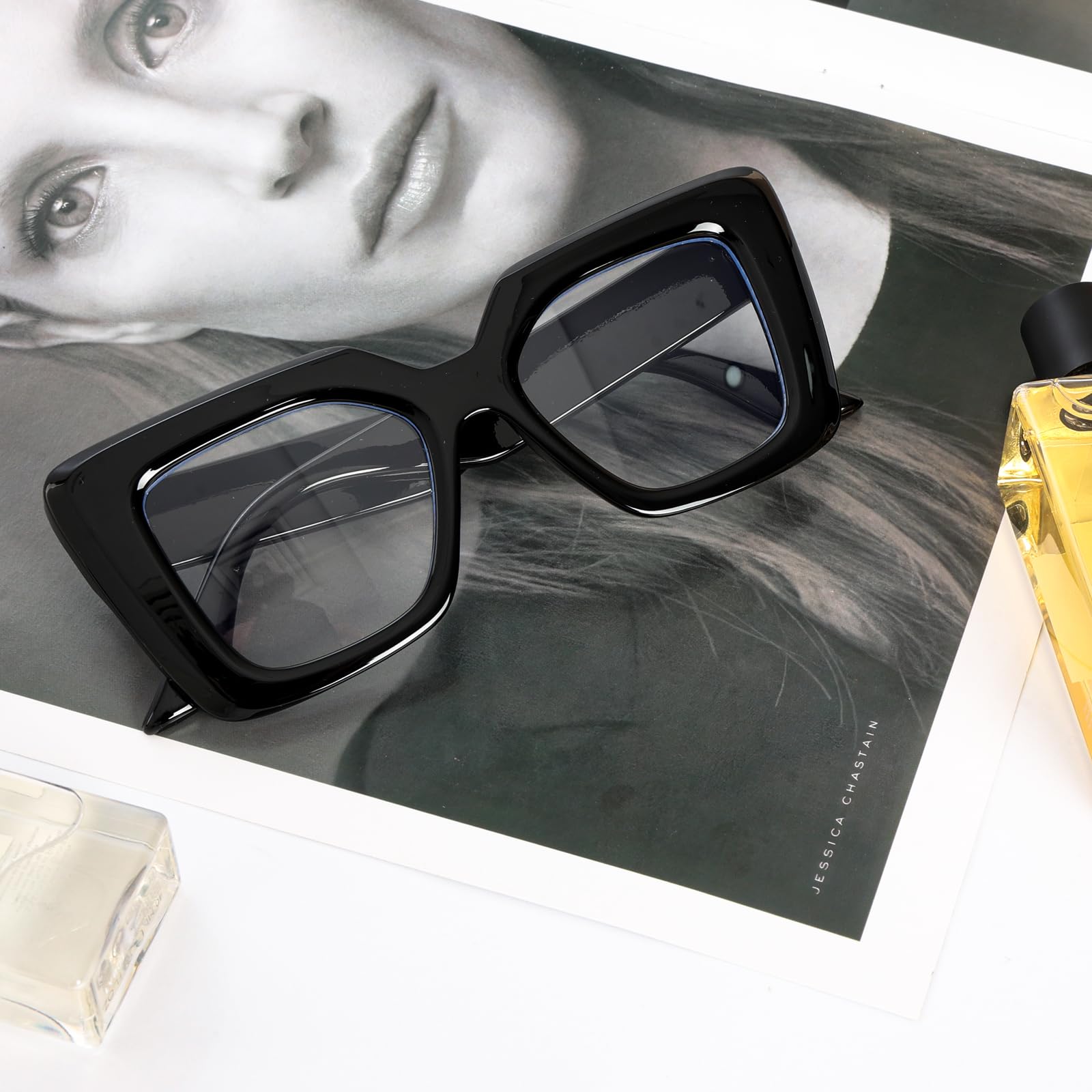 Blue Light Blocking Glasses for Women & Men - Oversized Square Frame for Work & Screen Use