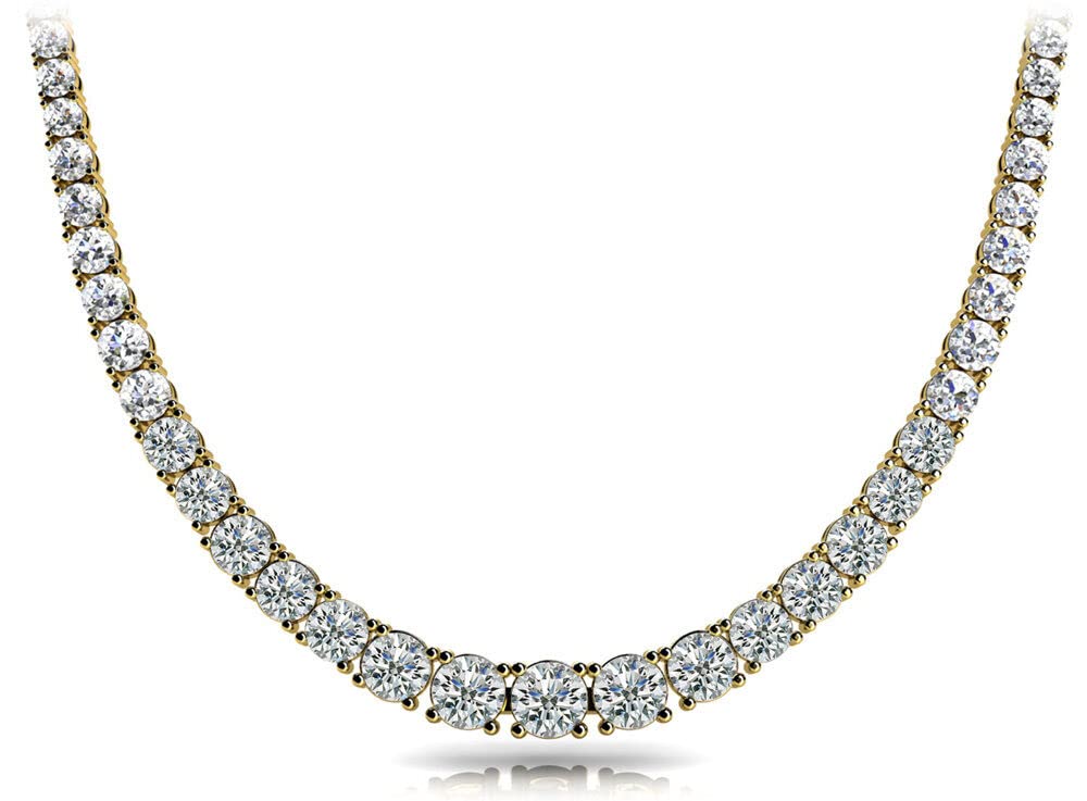 VVS1/D Round Cut Diamond Necklace for Women - 16ct Sterling Silver Yellow Gold Plated | Perfect for Wedding, Engagement & Anniversary Gifts | Elegant Jewelry for Special Occasions & Date Nights