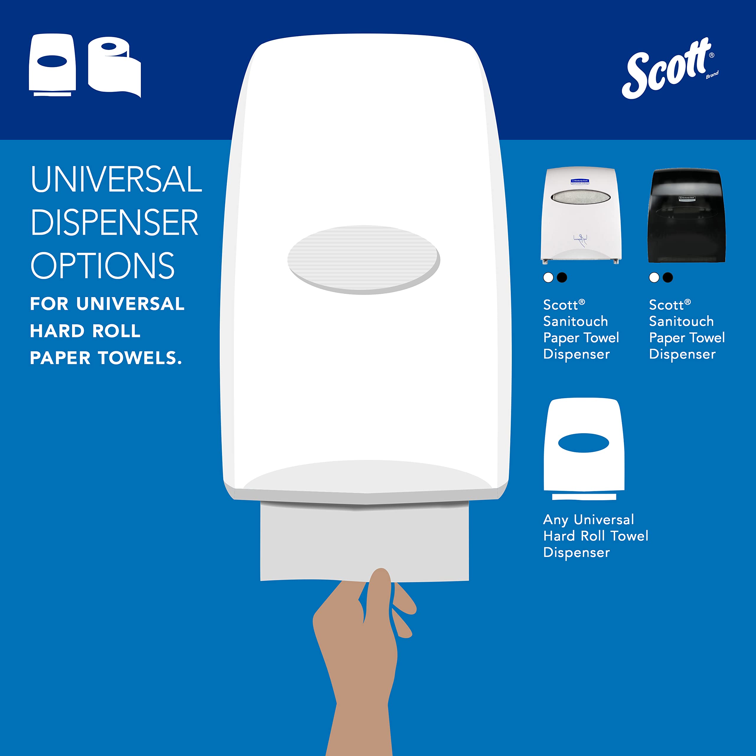 Scott Professional Essential Universal High-Capacity Hard Roll Paper Towels - 12 Rolls (1,000' Each) | 1.5