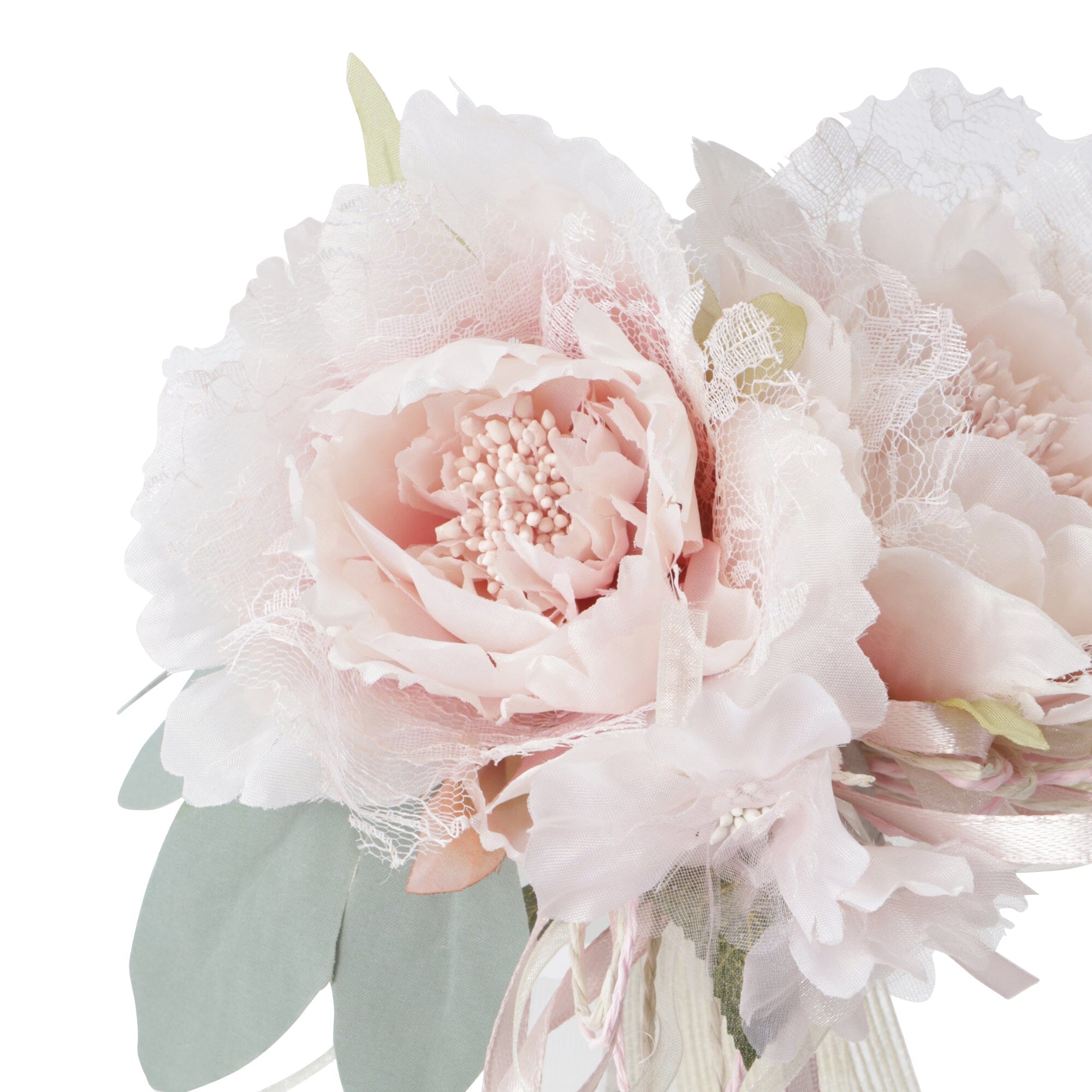 Elegant Light Pink Peony Lace Bouquet - Perfect for Weddings, Bridal Showers & Home Decor