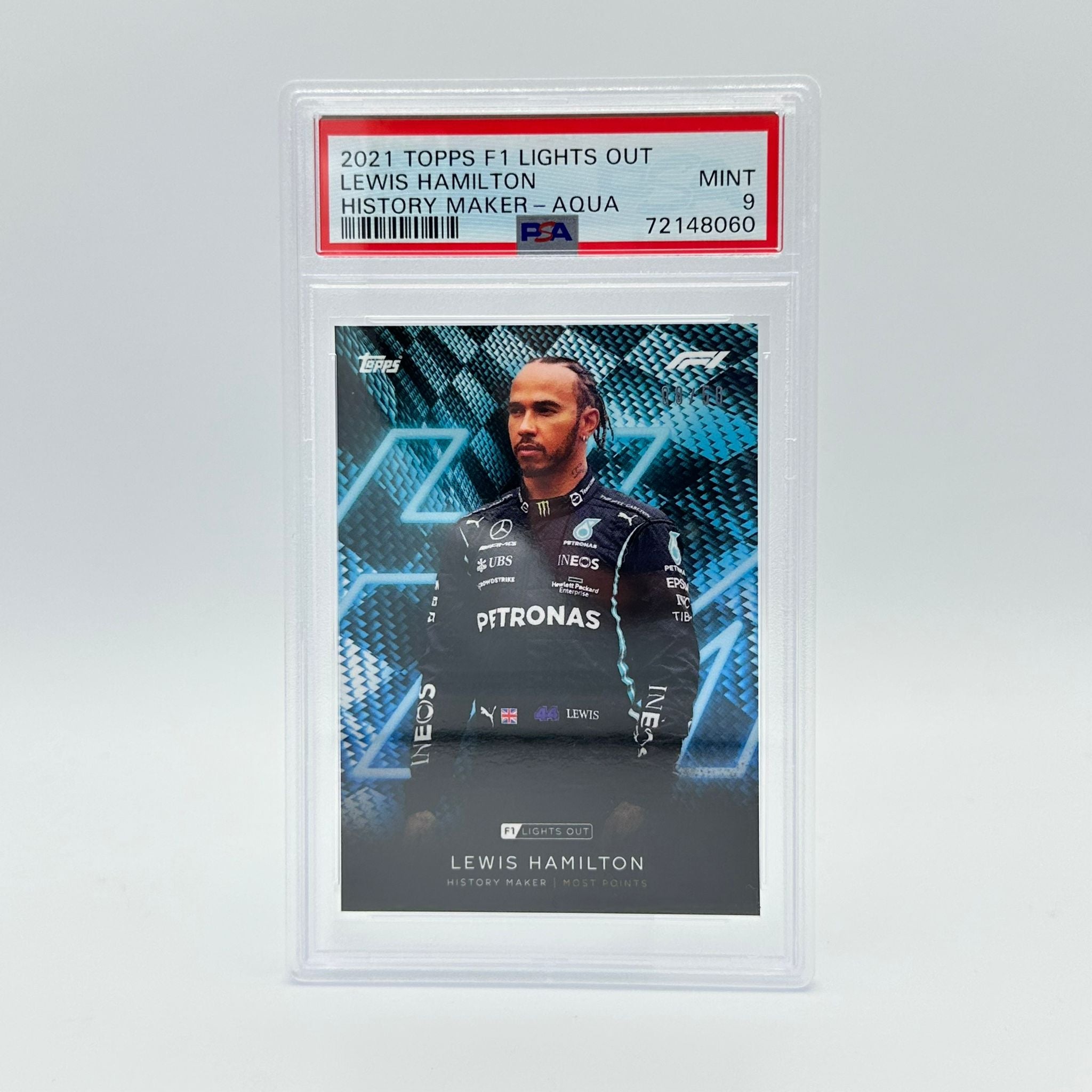 PSA 9 Graded 2008 Lewis Hamilton History Maker #08/50 - Rare F1 Racing Collectible for Display & Investment