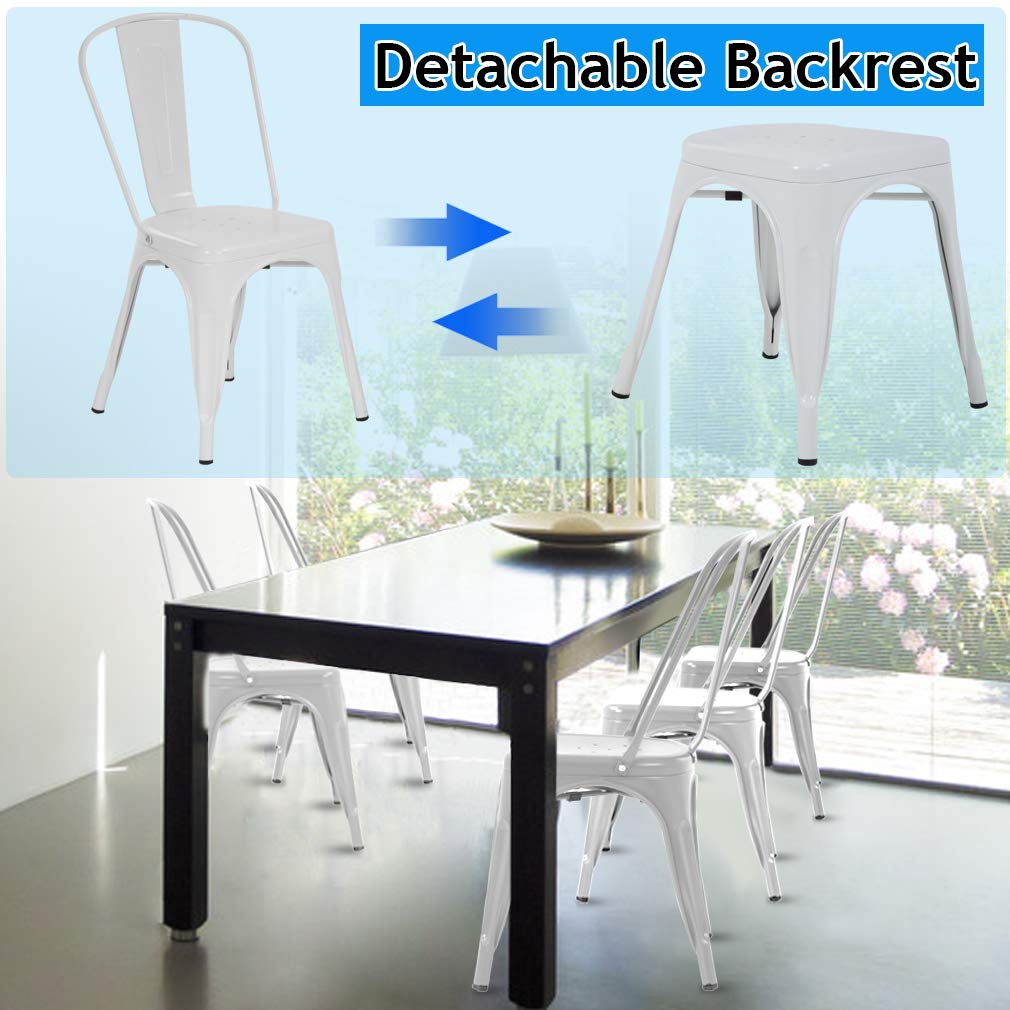 4-Pack Metal Dining Chairs for Indoor & Outdoor Use - Stackable Industrial Bistro Chairs for Restaurant, Cafe, Kitchen & Farmhouse - 330lb Weight Capacity - Cream - Perfect for Patio, Dining Room, Coffee Shop & Commercial Spaces