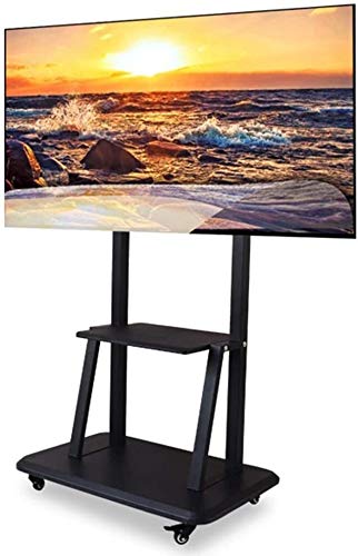 Heavy Duty Universal TV Stand Cart with Wheels - Supports Up to 100KG for 60-100 Inch LED LCD Plasma Flat Screens, Adjustable Mobile TV Mount with 2 Shelves - Perfect for Living Rooms, Bedrooms & Home Theater Setups