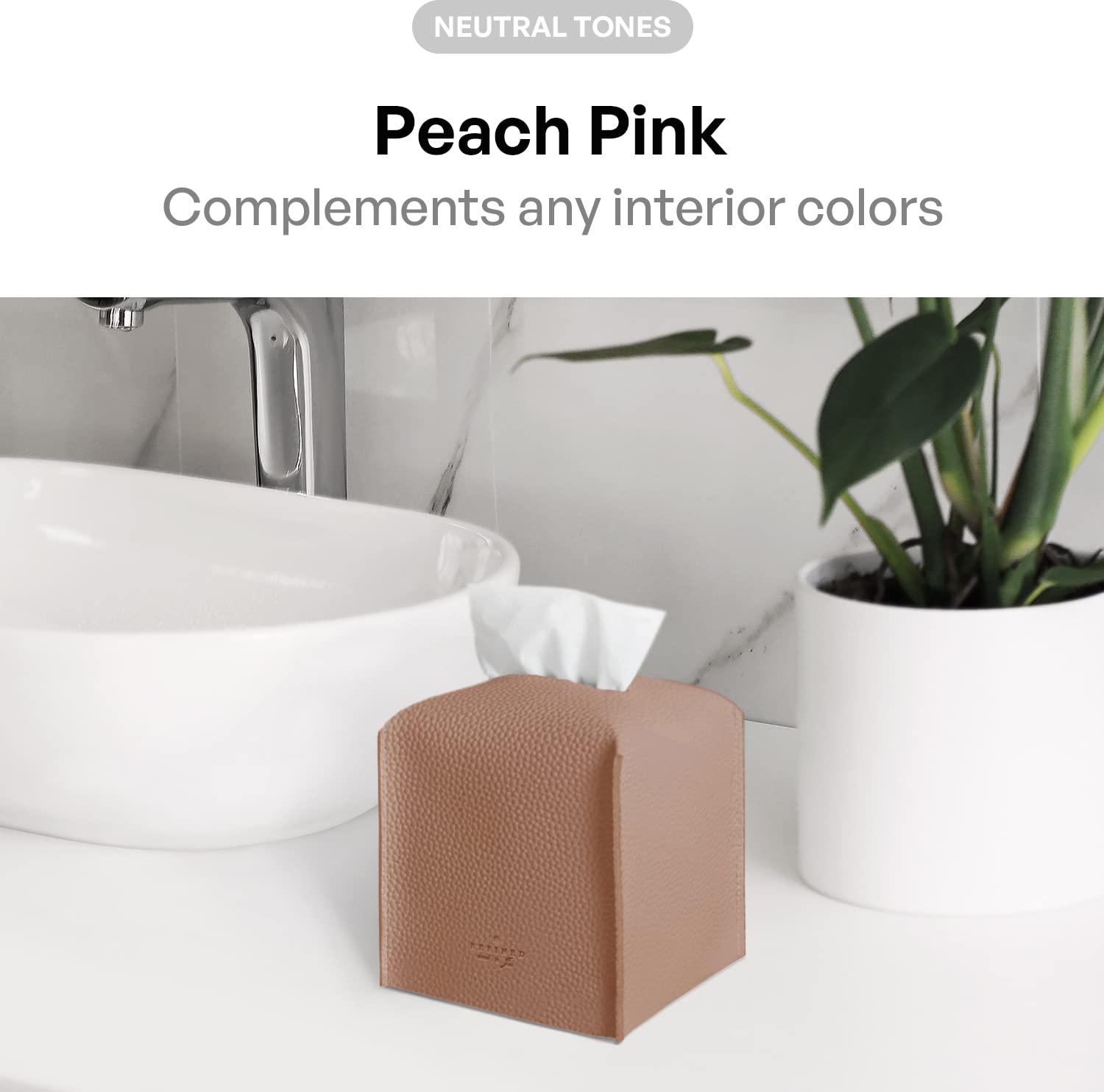 Carrotez Modern PU Leather Tissue Box Cover - Decorative Square Tissue Holder for Bathroom, Vanity, Nightstand, Office & Car (5