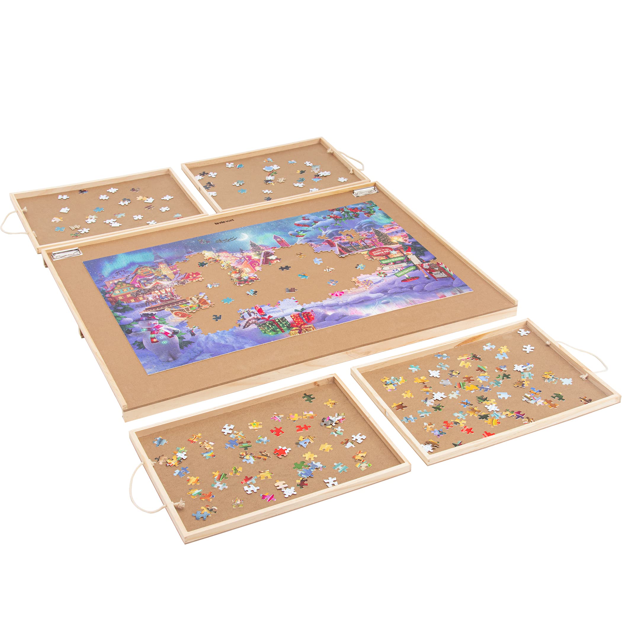 Lavievert 1500-Piece Jigsaw Puzzle Table with 4 Drawers - Wooden Puzzle Board with Non-Slip Mat & Smooth Surface - Portable Puzzle Platform for Adults & Kids - Perfect for Family Game Nights & Educational Activities