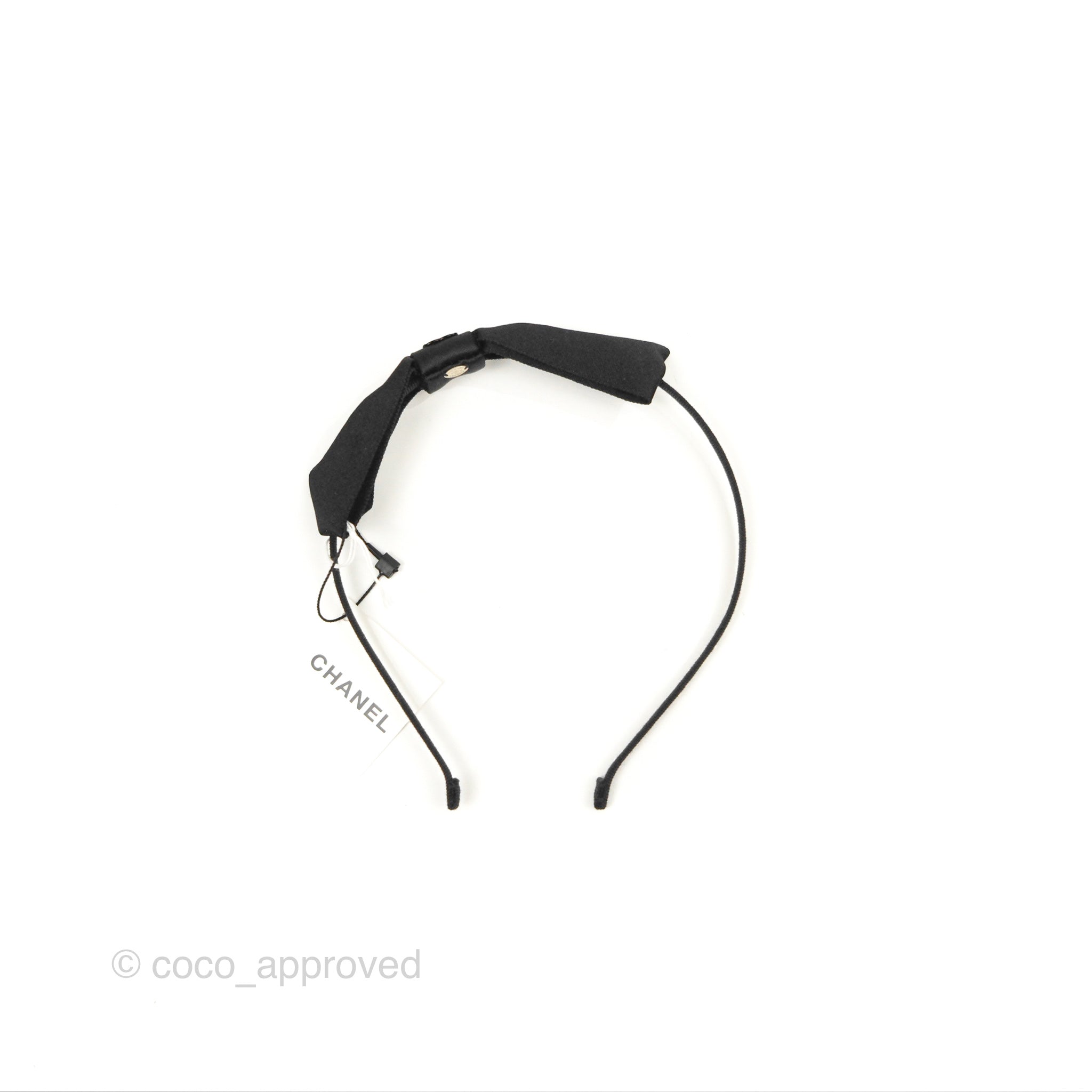 Chanel CC Silk Ribbon Bow Hair Band Black 23P - Elegant Hair Accessory for Women | Perfect for Weddings, Parties & Special Occasions