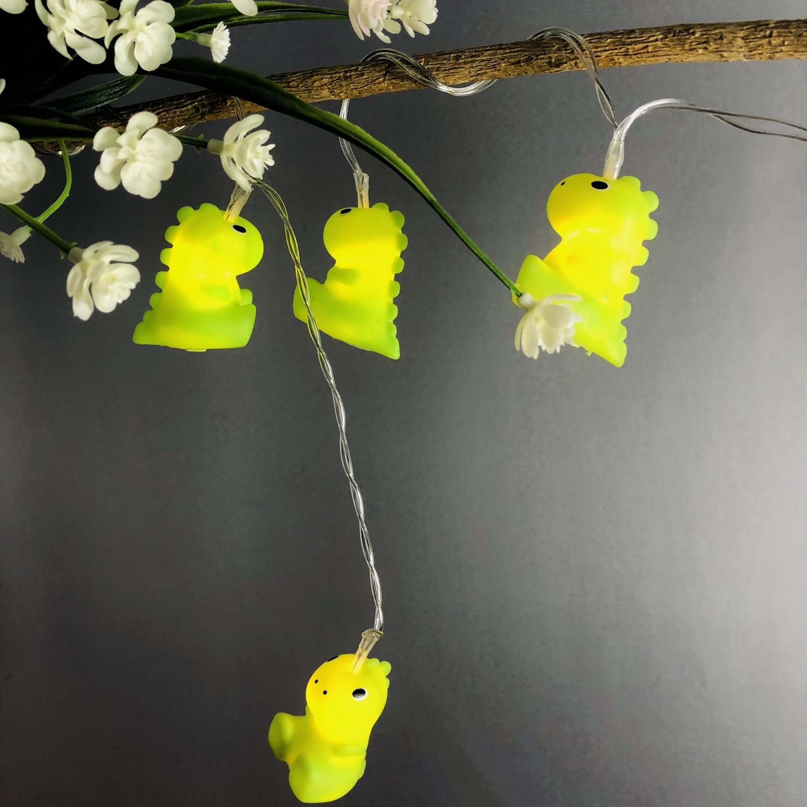 Dinosaur Night Lights for Kids - 5.4ft Battery Operated LED String Lights with 10 Warm White LEDs - Perfect for Bedroom Decor, Nursery, Birthday Parties & Holiday Decoration (1.65m Dinosaur Theme)