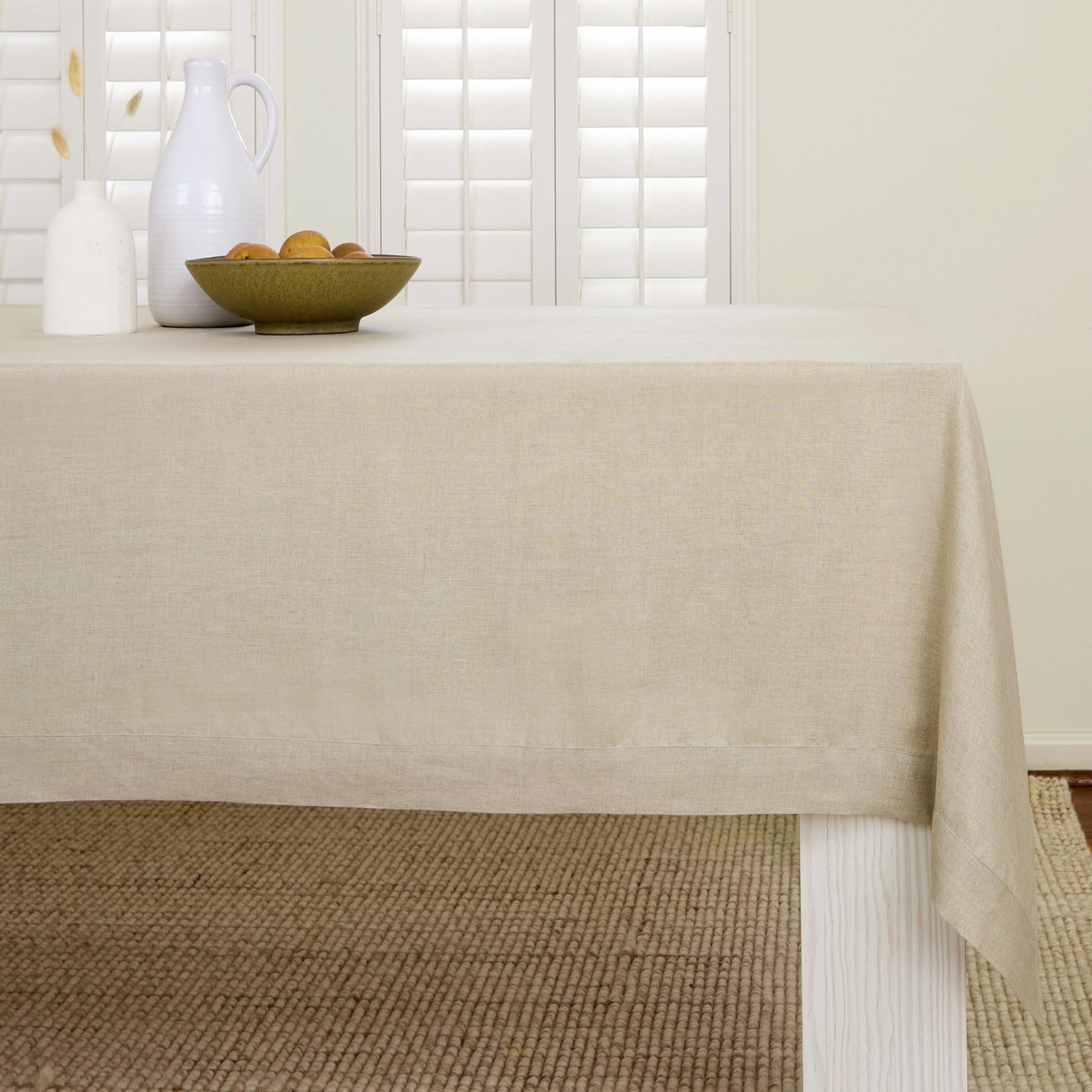 Solino Home 100% Pure Natural Linen Tablecloth 144x60 Inches - Rectangle Table Cover for Dining, Wedding, Easter & Spring Decor - Machine Washable Linen Fabric for Parties, Family Gatherings & Holiday Celebrations