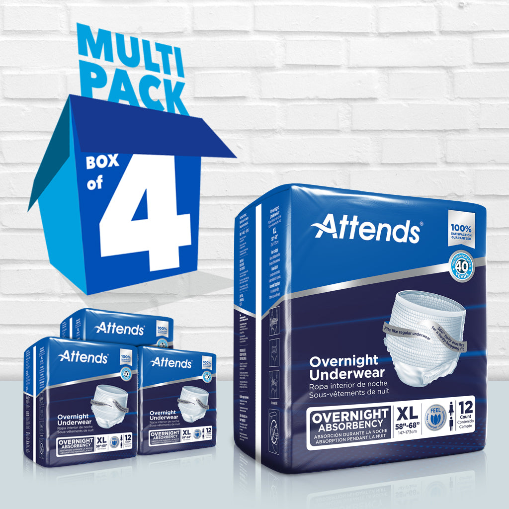 Attends Overnight Underwear for Adults - Maximum Absorbency Incontinence Protection - Comfortable & Disposable for Nighttime Use - Ideal for Seniors & Postpartum Care