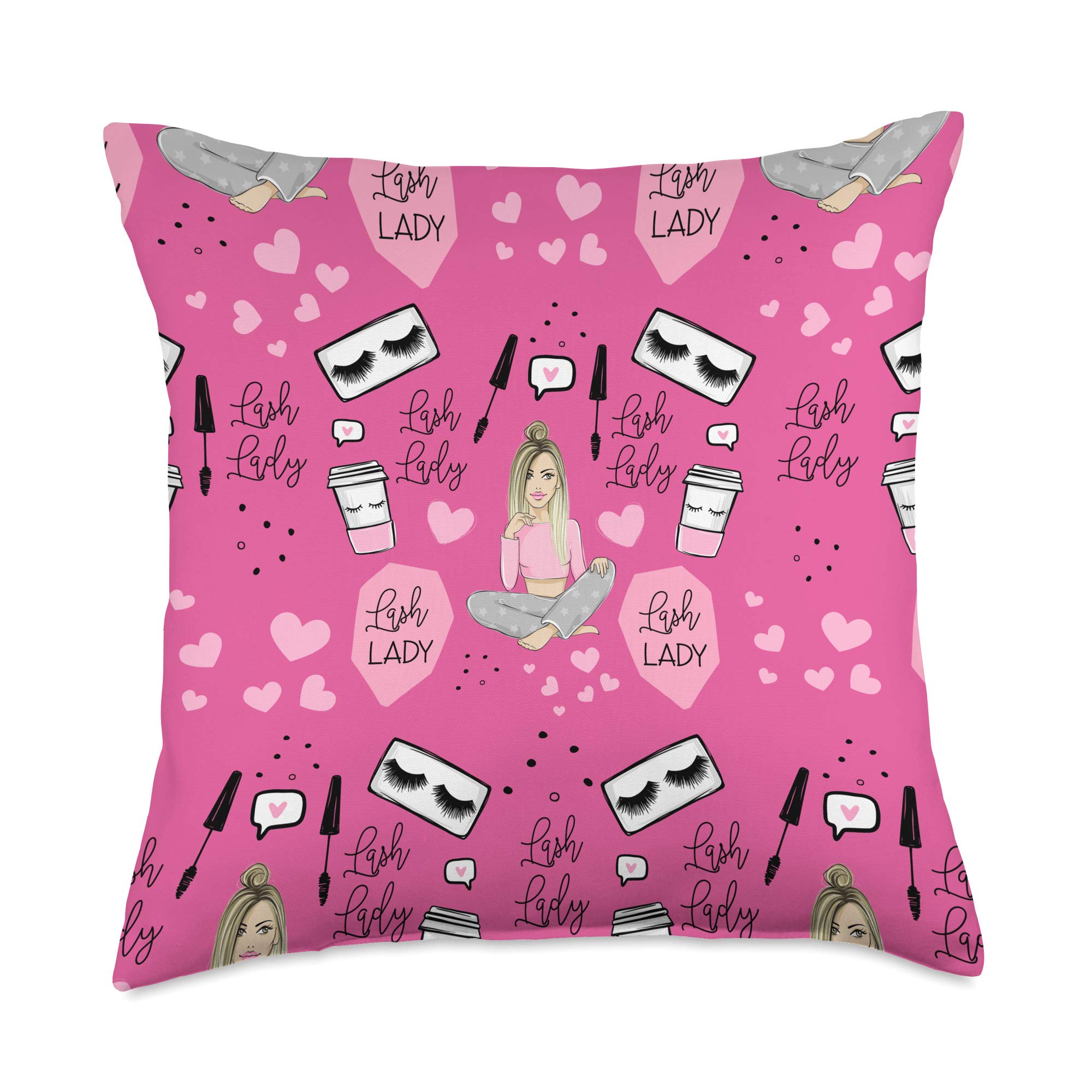 Professional Lady Makeup Artist & Lash Esthetician Gift Throw Pillow - 18x18 Inch Multicolor Decorative Cushion for Beauty Salon, Spa, or Home Decor