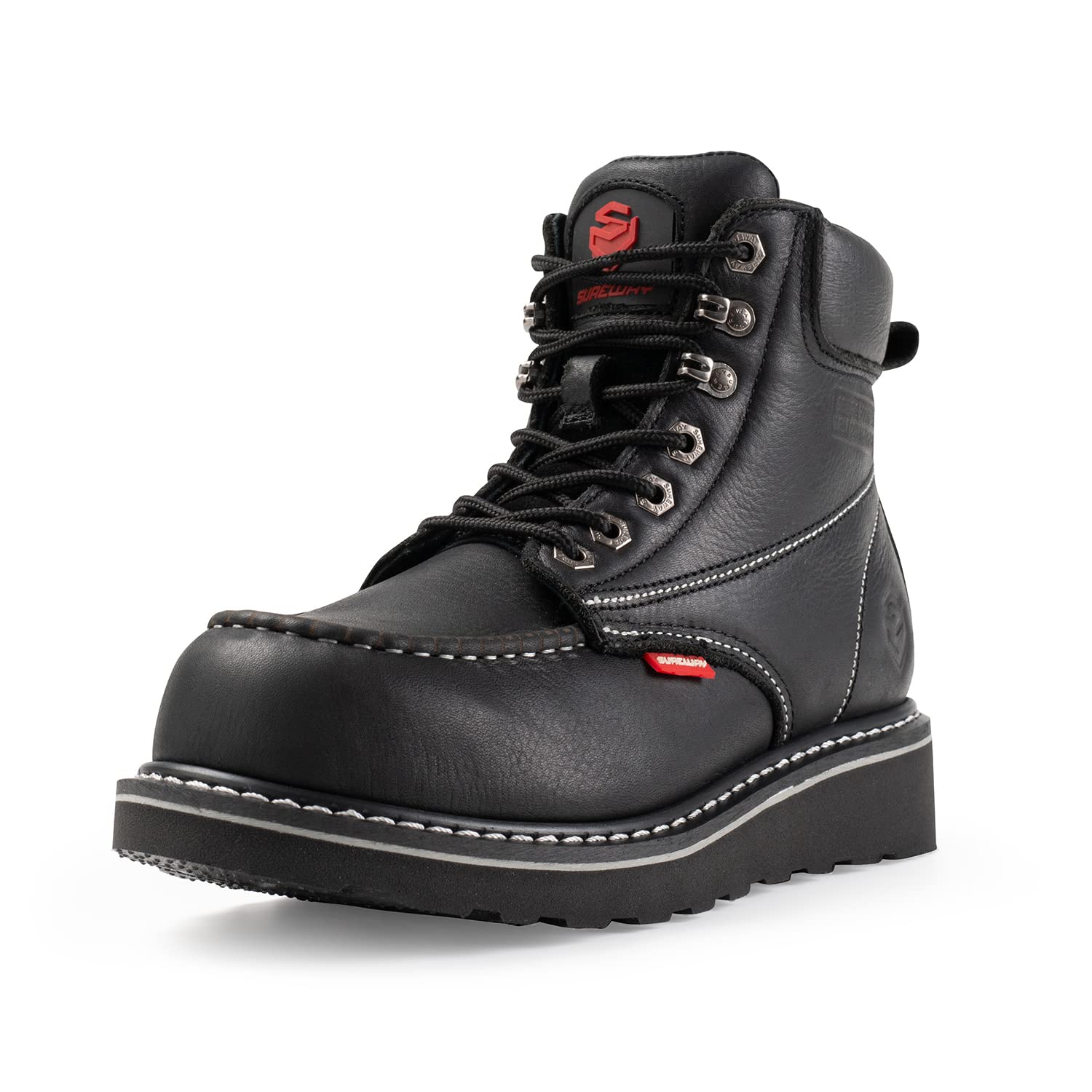 SUREWAY Men's Heavy Duty Steel Toe Work Boots - Oil & Slip Resistant, Goodyear Welt Construction, Comfortable & Durable for Industrial Construction - Ideal for Warehouse, Factory & Outdoor Work Safety