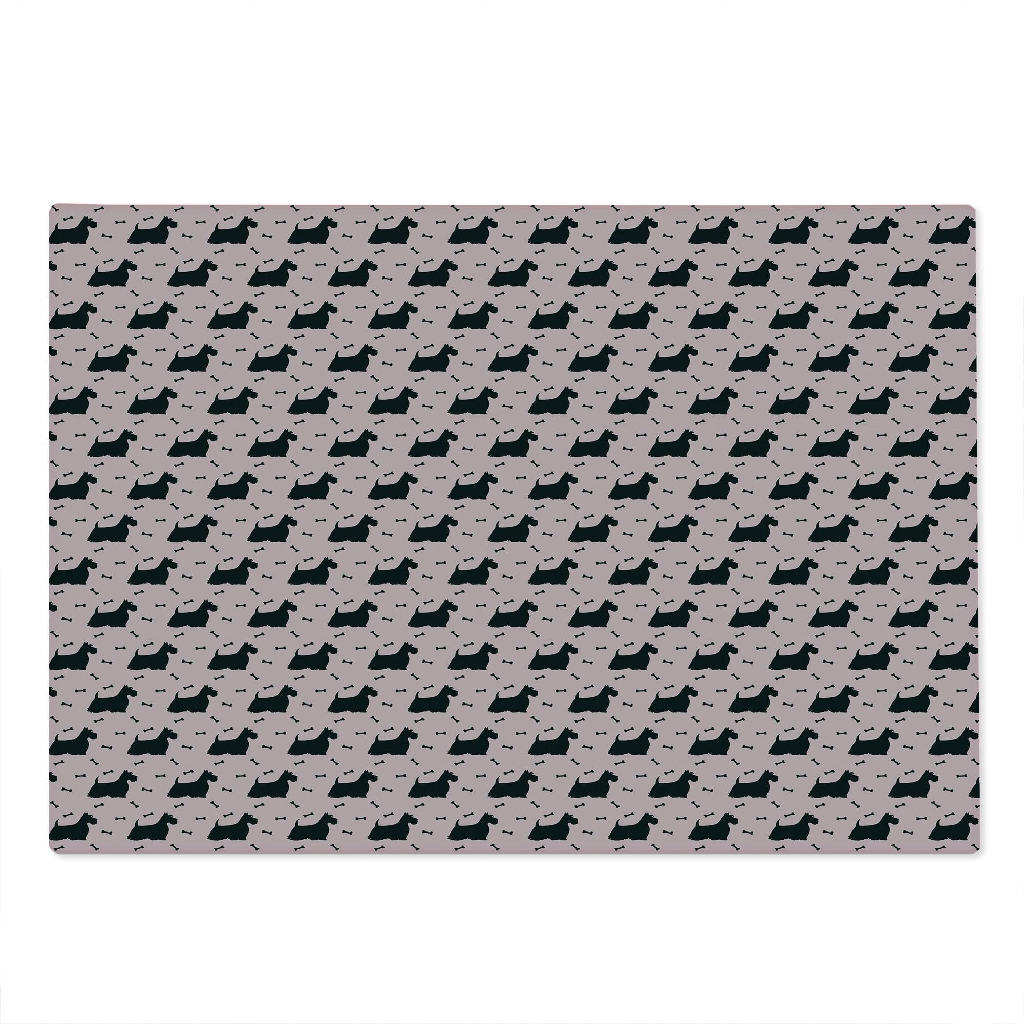 Ambesonne Scottie Dog Glass Cutting Board - Large Tempered Glass Serving Tray with Hairy Terrier & Bones Design on Pink Background - Perfect for Kitchen Prep, Charcuterie Display & Home Decor (Pale Pink & Black)