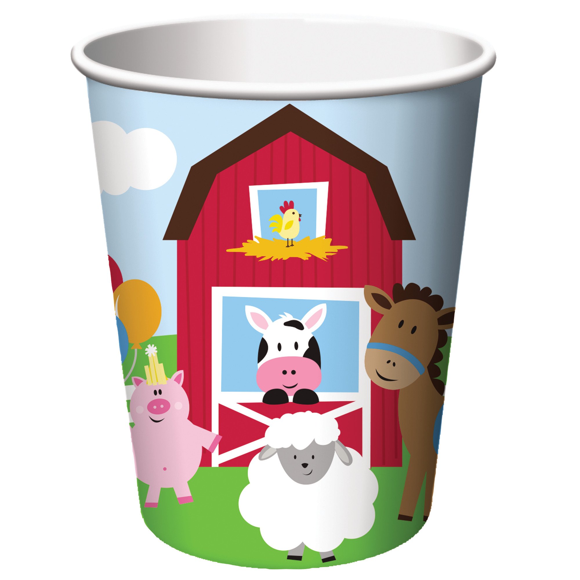 Farmhouse Fun 9oz Disposable Paper Cups (8-Pack) - Rustic Party Cups for Weddings, BBQs, Picnics & Farmhouse Themed Events