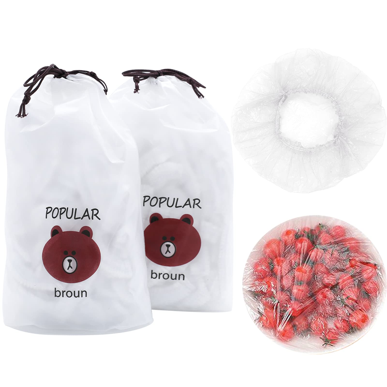 300PCS Reusable Food Storage Bags - Elastic Stretchable Bowl Covers & Plastic Sealing Bags for Leftovers, Meal Prep, Fruits, Vegetables | Airtight Kitchen Wrap Lids for Refrigerator, Freezer & Microwave Safe Use