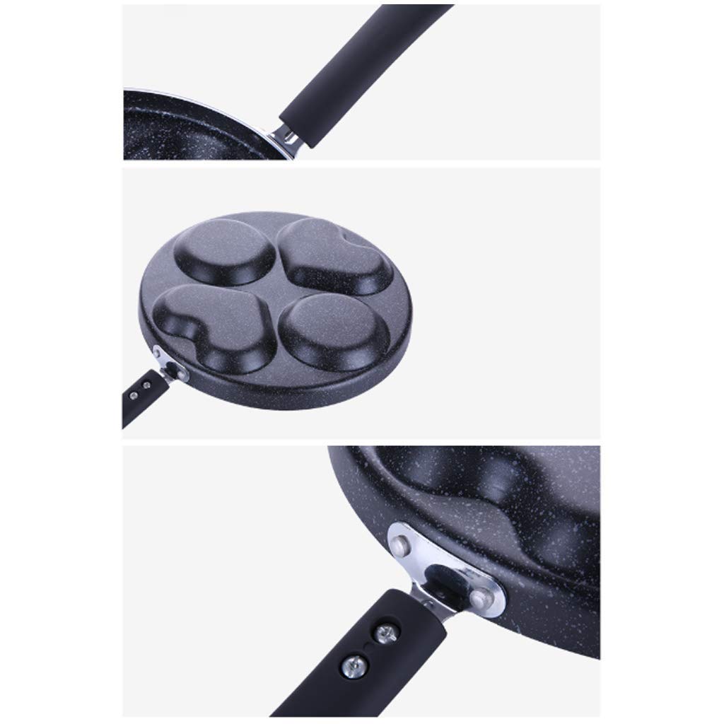 XBSXP 4-Hole Non-Stick Egg Frying Pan - Perfect for Omelets, Pancakes & Steak - Heart Shaped Breakfast Cooking Pan for Quick & Easy Morning Meals - Ideal for Home Kitchen, Camping & Brunch Parties