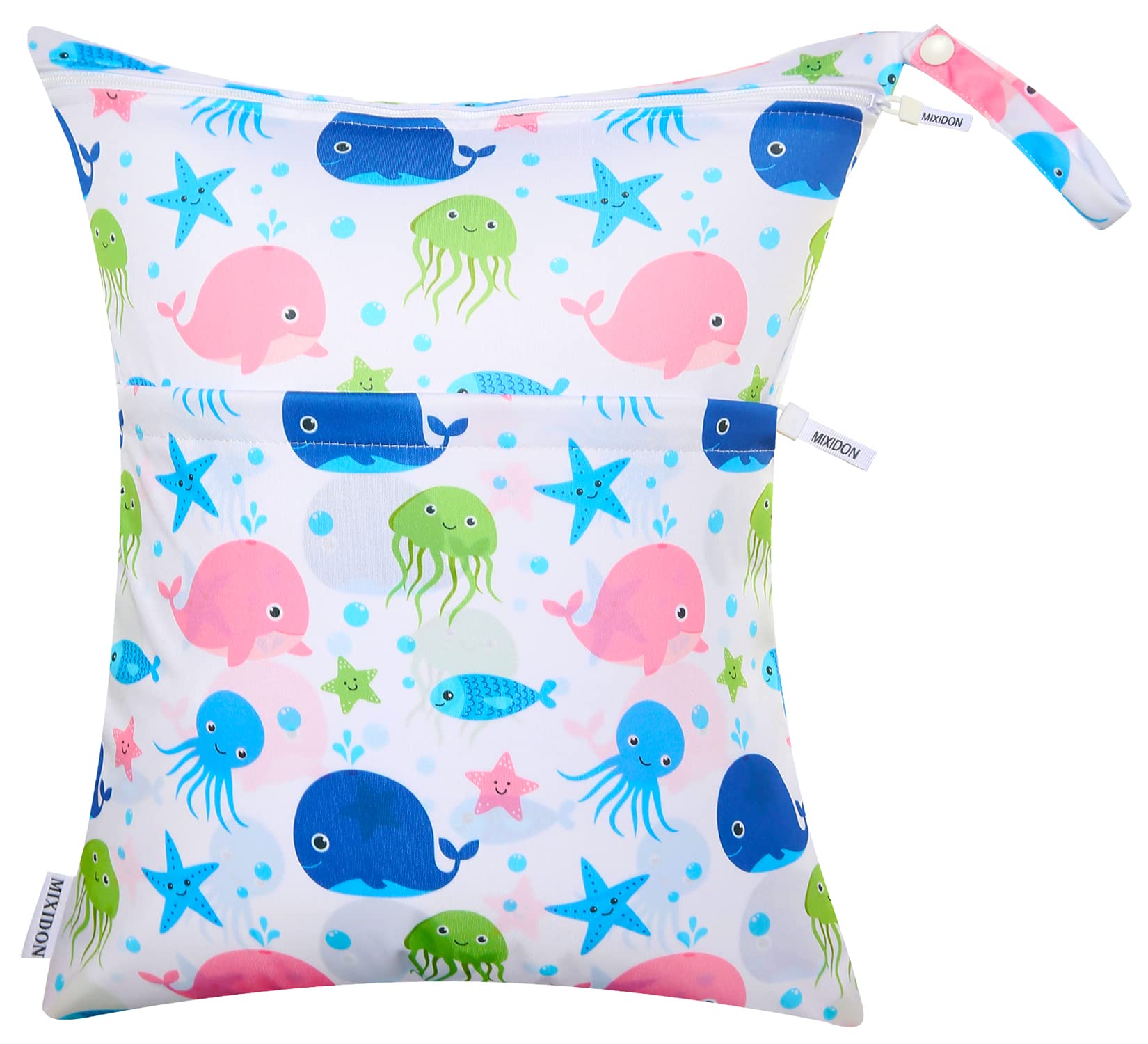 MIXIDON Waterproof Wet Dry Bag for Swimsuits, Baby Clothes & Diapers - Reusable Travel Organizer for Beach, Pool & Outdoor Activities (6 Stylish Patterns)