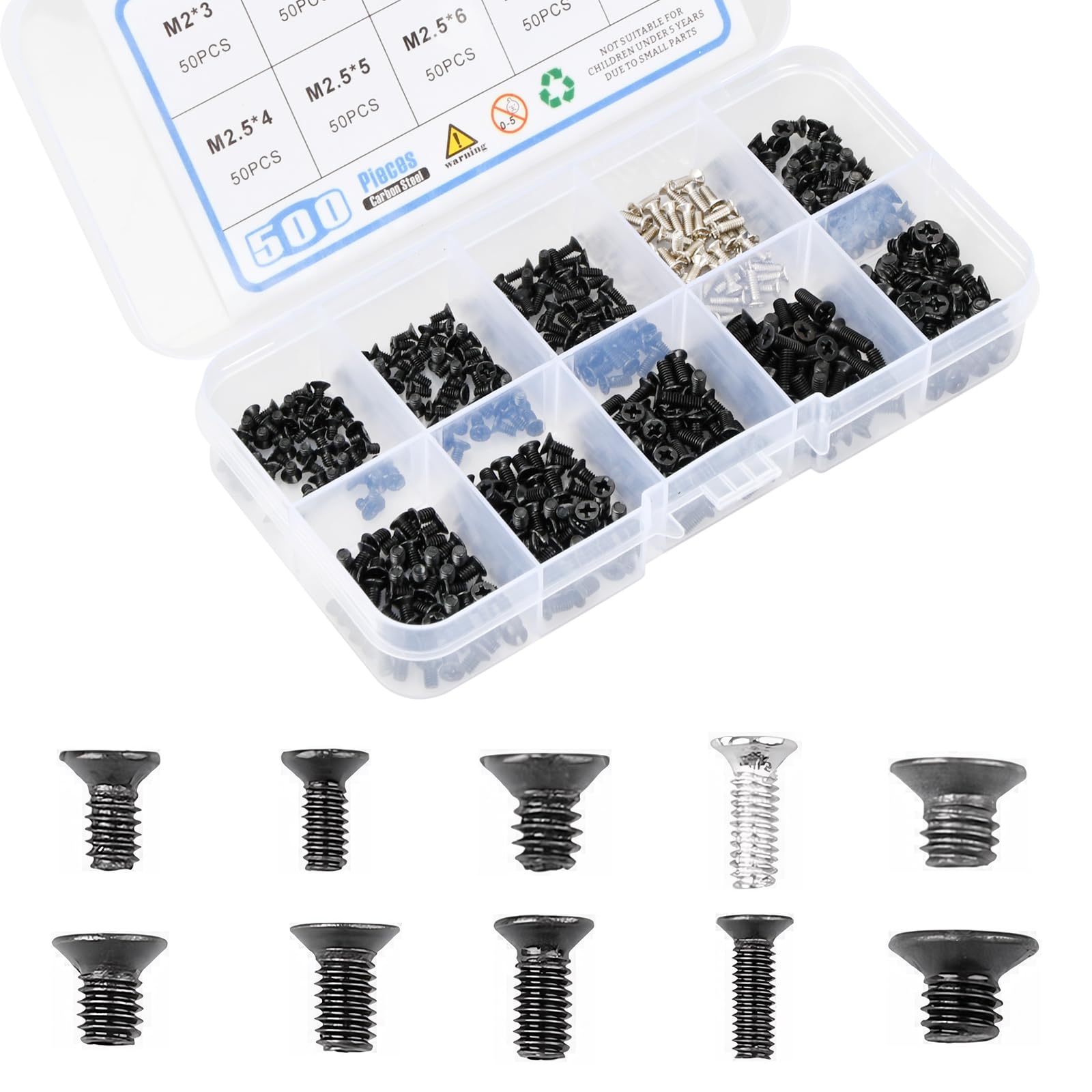 Homirty 500 Pcs Computer Screw Set - PC Motherboard Standoffs, Hard Drive & Laptop Screws Kit for Computer Repair & Upgrades | Perfect for DIY PC Builds, Case Modifications & Hardware Maintenance
