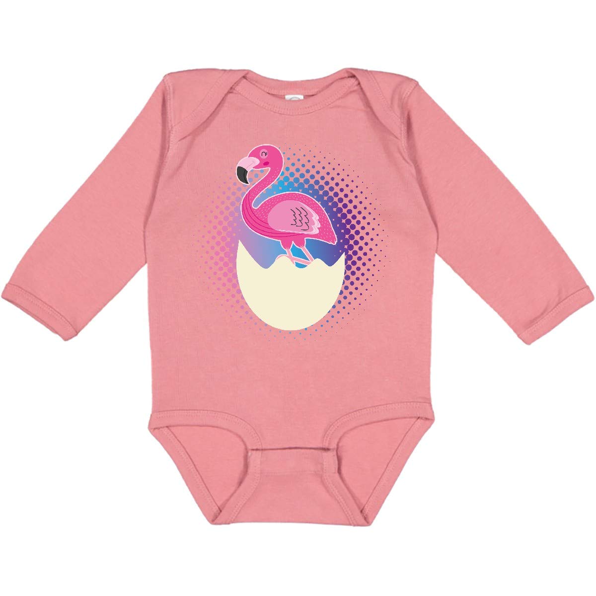 Inktastic Easter Flamingo Egg Hatching Baby Bodysuit - Cute Long Sleeve Romper for Girls | Perfect for Easter Photos, Spring Outfits & Holiday Celebrations