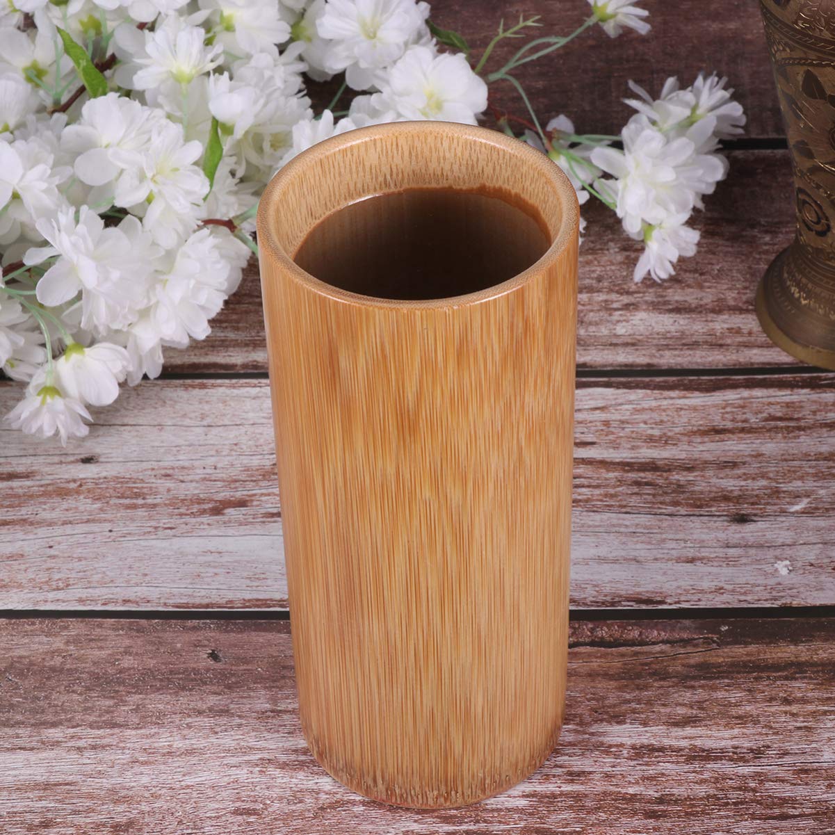 Bamboo Kitchen Utensil Holder - 20cm Chopsticks Storage Barrel, Spoon Fork Organizer, Cutlery Container for Countertop & Dining Table Organization
