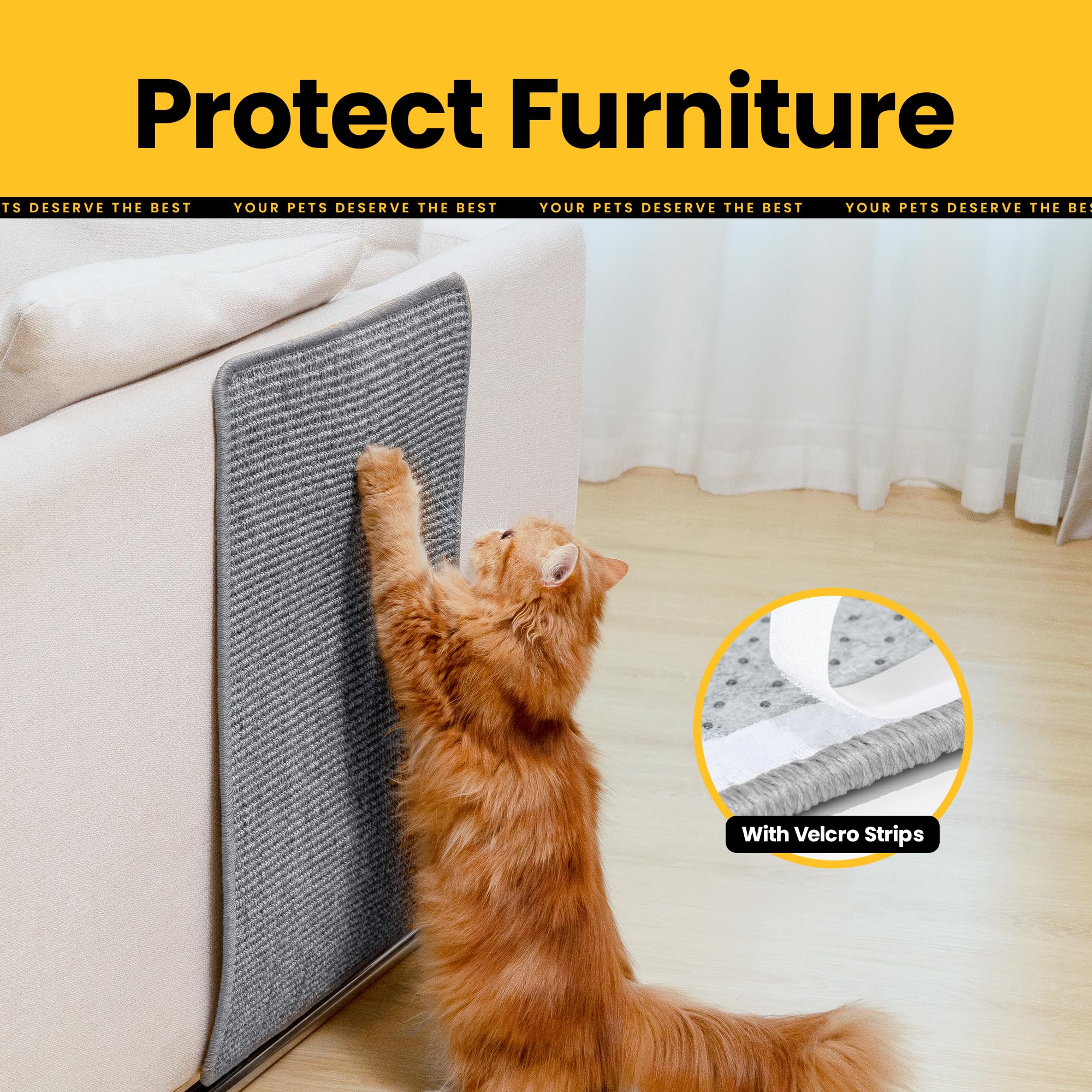 Natural Sisal Cat Scratcher Mat - Horizontal Floor Scratching Pad for Indoor Cats, Durable Claw Grinding & Nail Trimming - Protects Furniture, Couches, Sofas & Carpets - Perfect for Playtime & Stress Relief